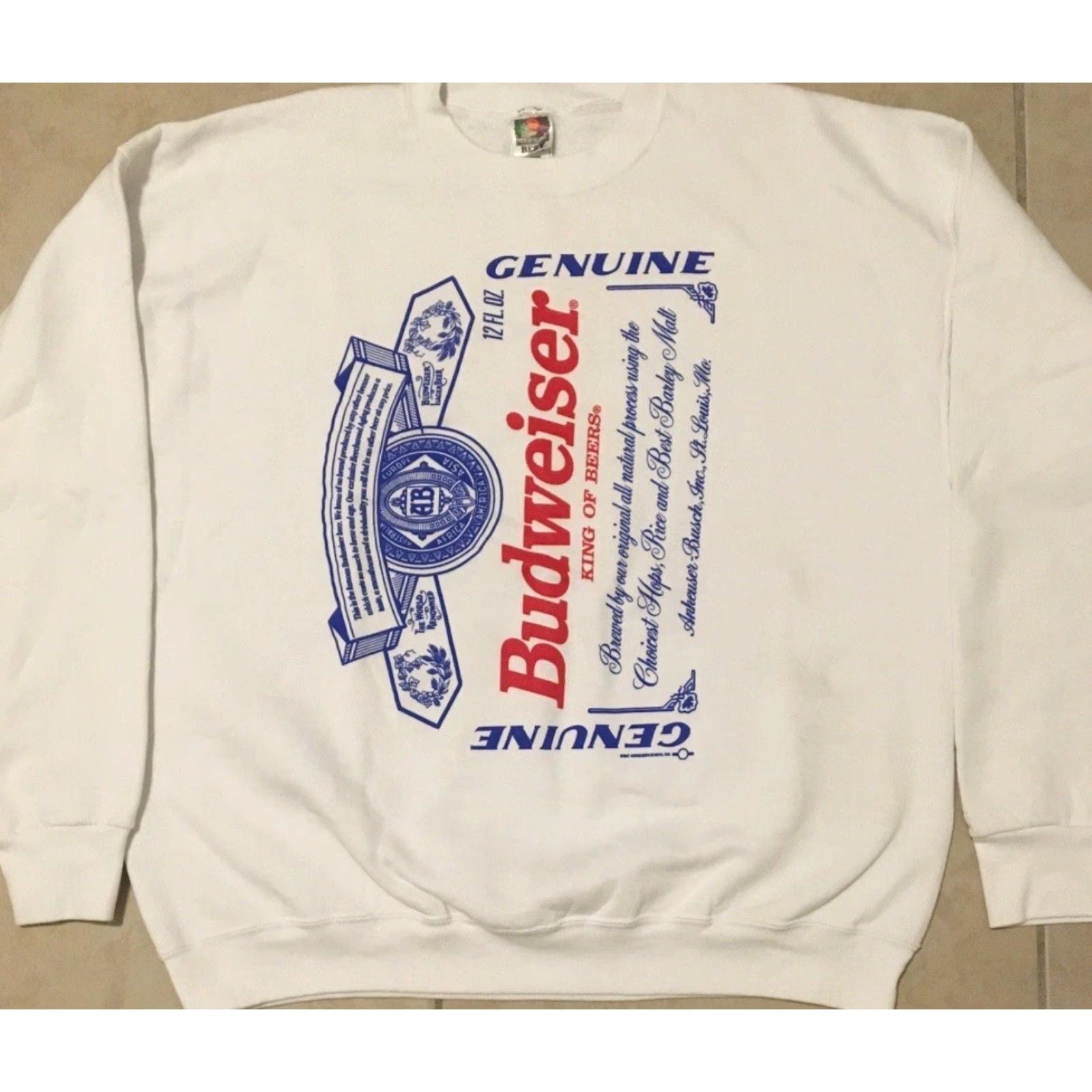 Budweiser VINTAGE Budweiser Lake Powell Baseball Sweatshirt Hoodie Mens 2XL White 90s Grunge Beer Bar Size US XXL / EU 58 / 5 - 2 Thumbnail