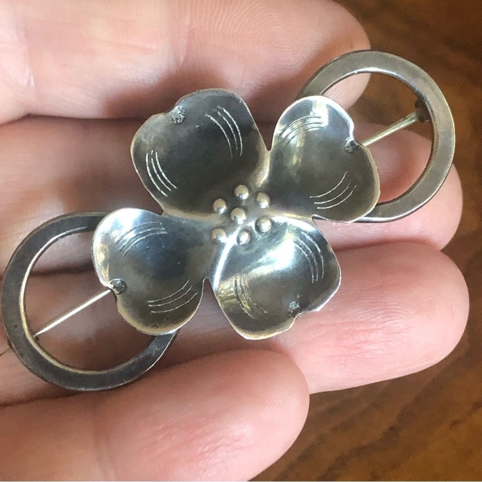 Vintage Vintage handmade sterling silver poppy flower brooch pin Size ONE SIZE - 3 Thumbnail