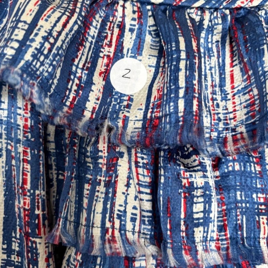 Vintage kate spade new york 100% silk ruffle dress abstract blue red plaid pattern Sz 2 dress midi women Size XS / US 0-2 / IT 36-38 - 6 Thumbnail