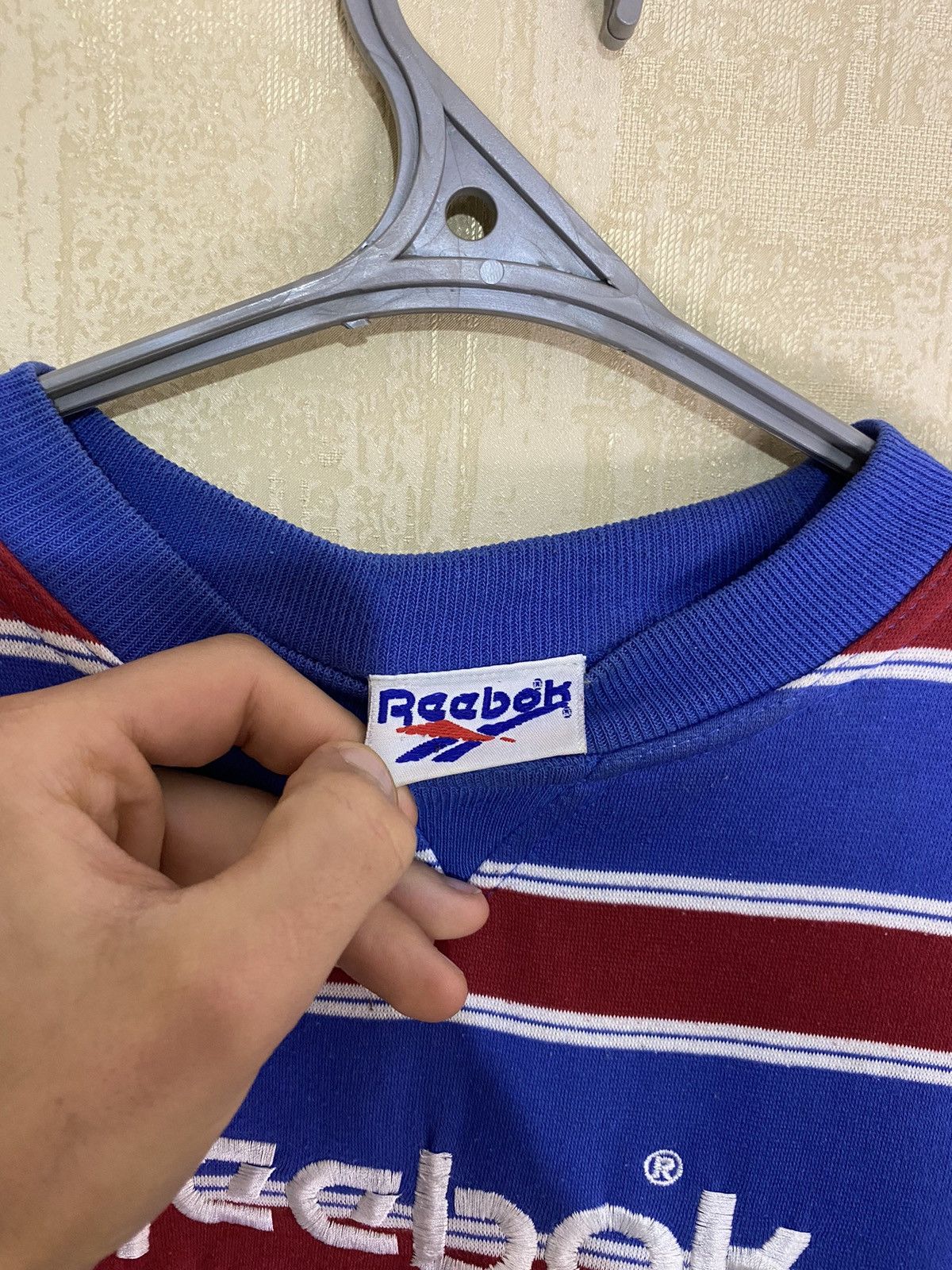 Reebok × Vintage Vintage Reebok Striped Big Logo Sweatshirt Size US M / EU 48-50 / 2 - 5 Thumbnail