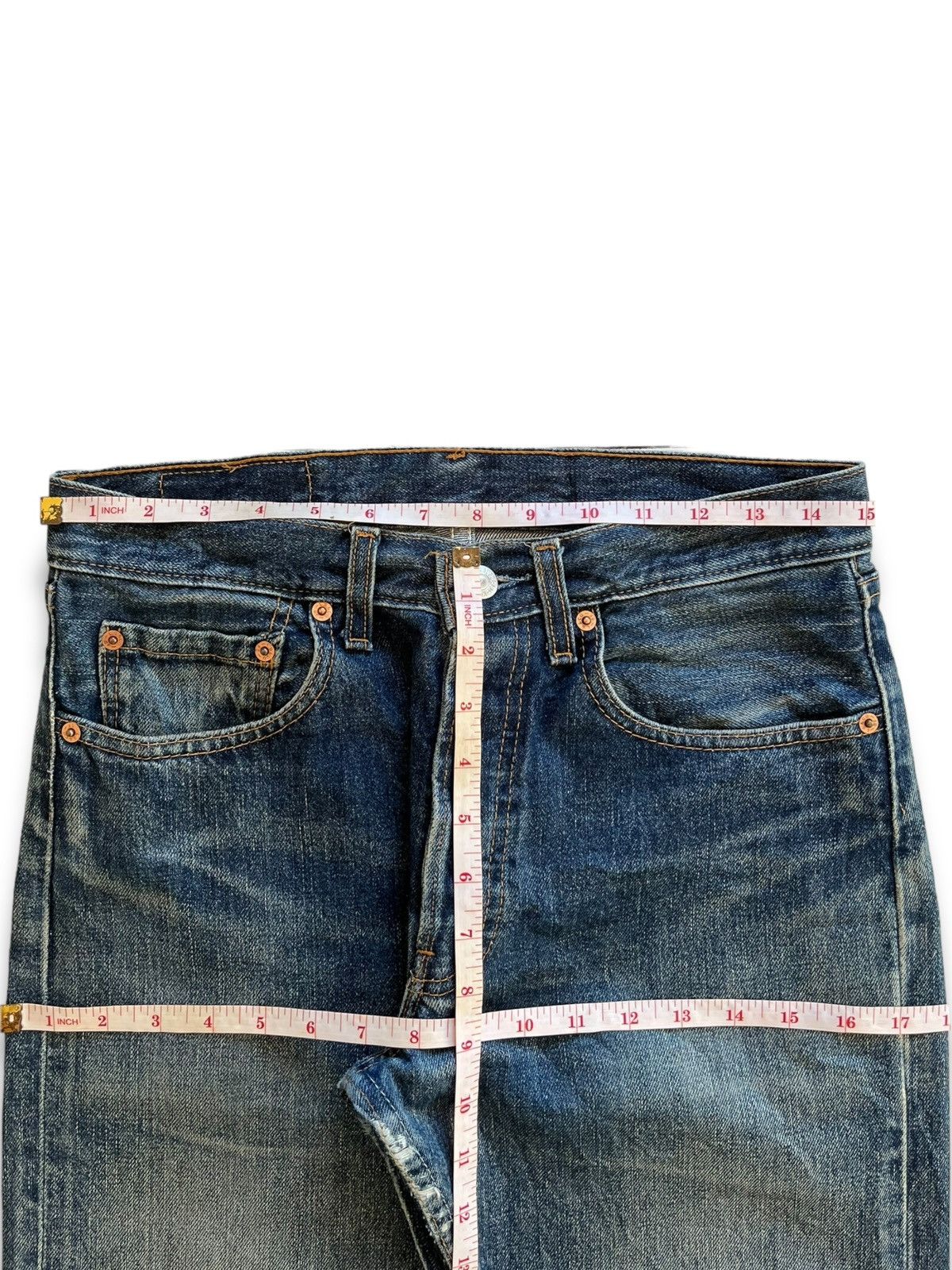 Levi's × Levi's Vintage Clothing UK Vintage 90s Levis 555 Button Fly Blue Wash Flare Jeans Size US 30 / EU 46 - 11 Thumbnail