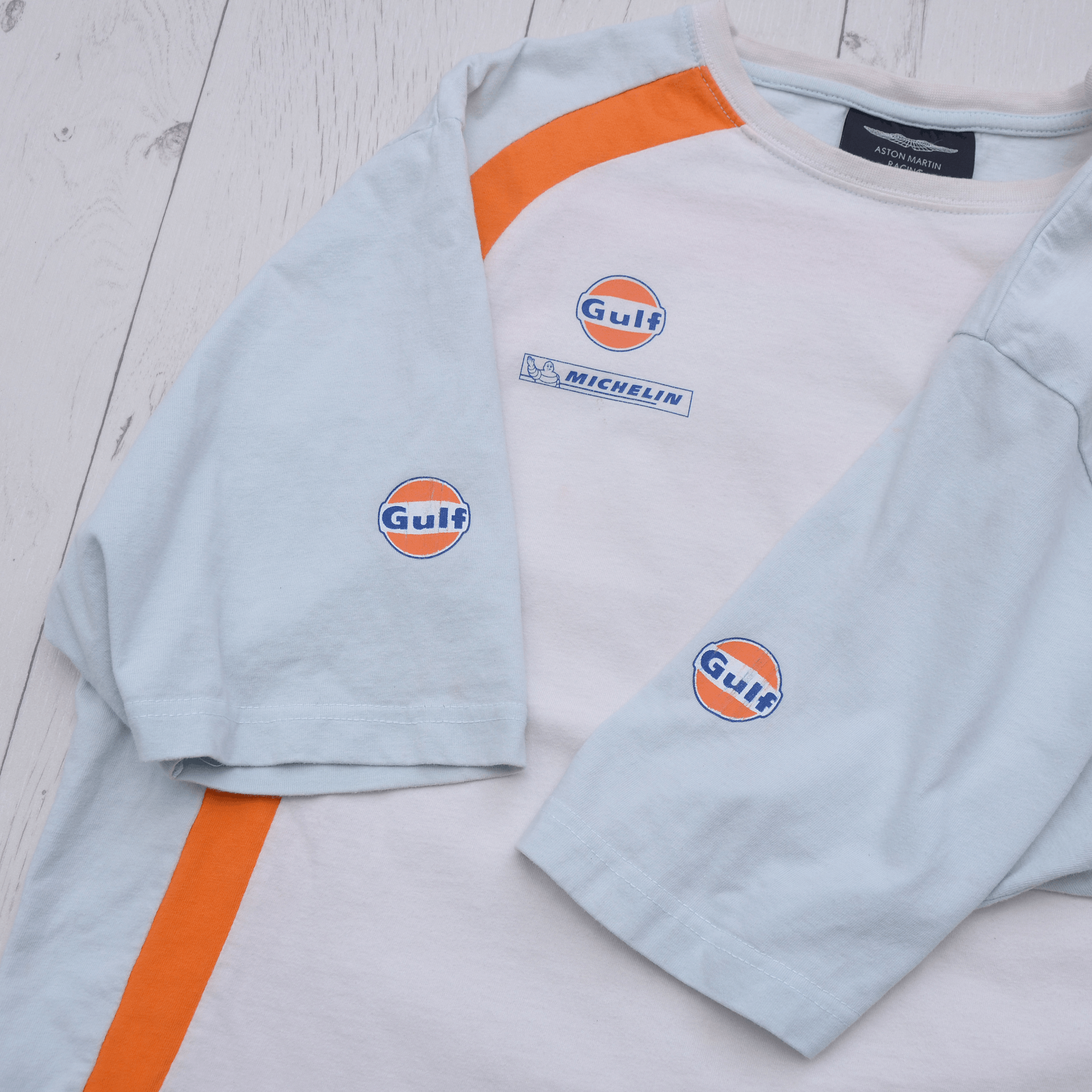 Vintage Aston Martin Racing Team T-Shirt Tee Gulf Rare Vintage XL-L Size US XL / EU 56 / 4 - 8 Thumbnail