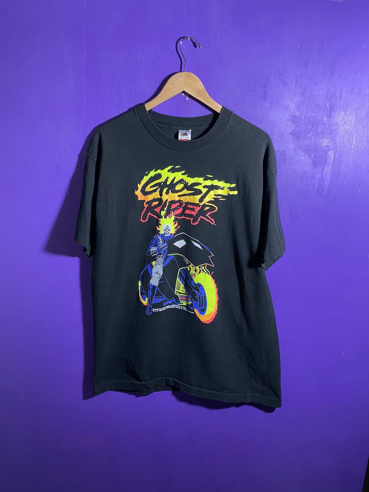 Marvel Comics × Vintage Vintage 1990 Marvel comics Ghost rider t-shirt Size US XL / EU 56 / 4 - 1 Thumbnail