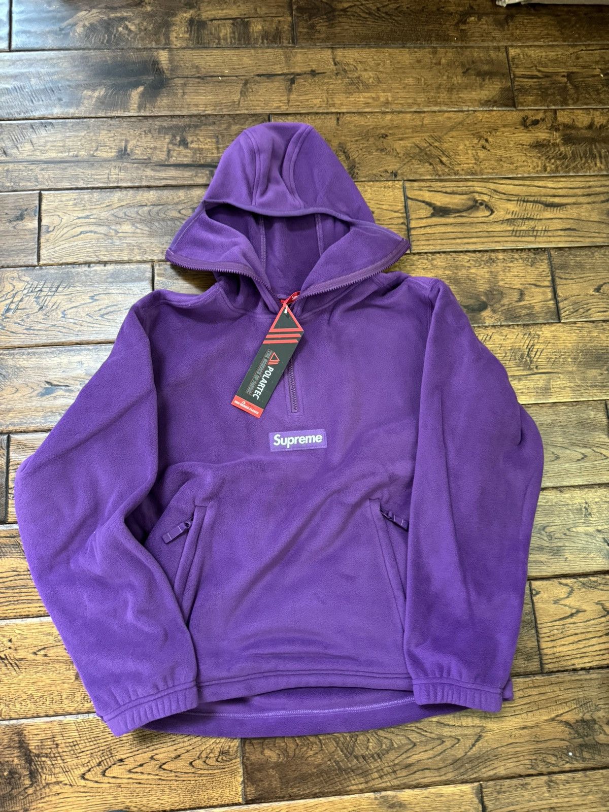 image of Supreme Polartec Facemask Zip Up Hoodie in Purple, Men's (Size Small)