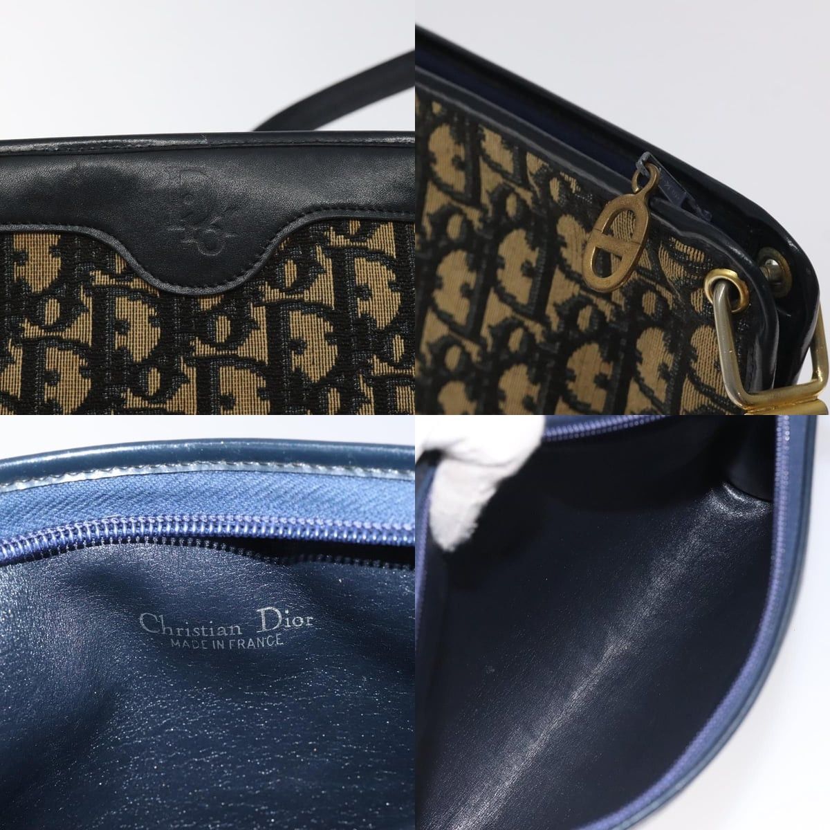 Dior DIOR Trotter Canvas Shoulder Bag Navy Gold Size ONE SIZE - 11 Thumbnail