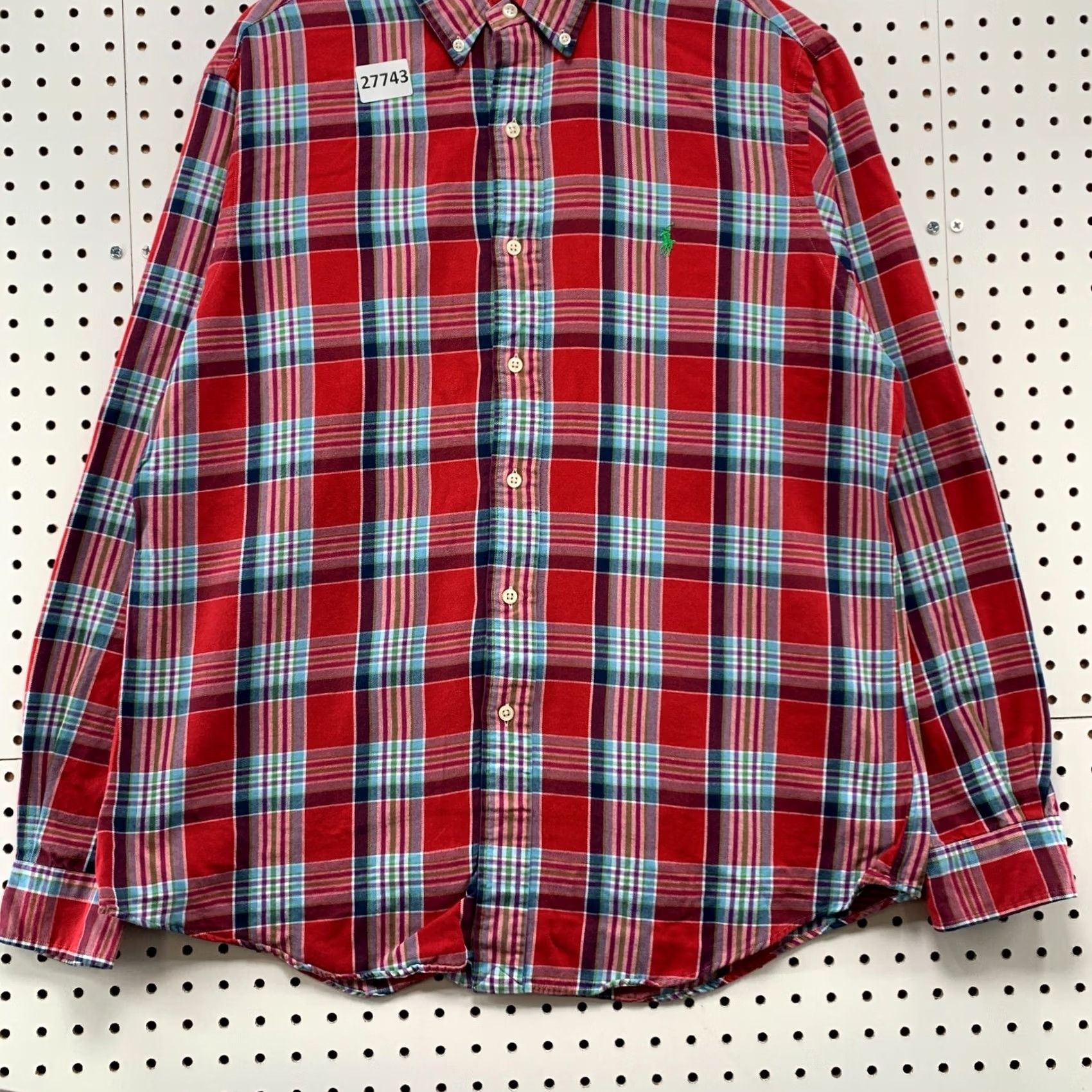 Ralph Lauren Ralph Lauren Button Down Shirt Men L Red Blue Plaid Long Sleeve Custom Fit Size US L / EU 52-54 / 3 - 6 Thumbnail