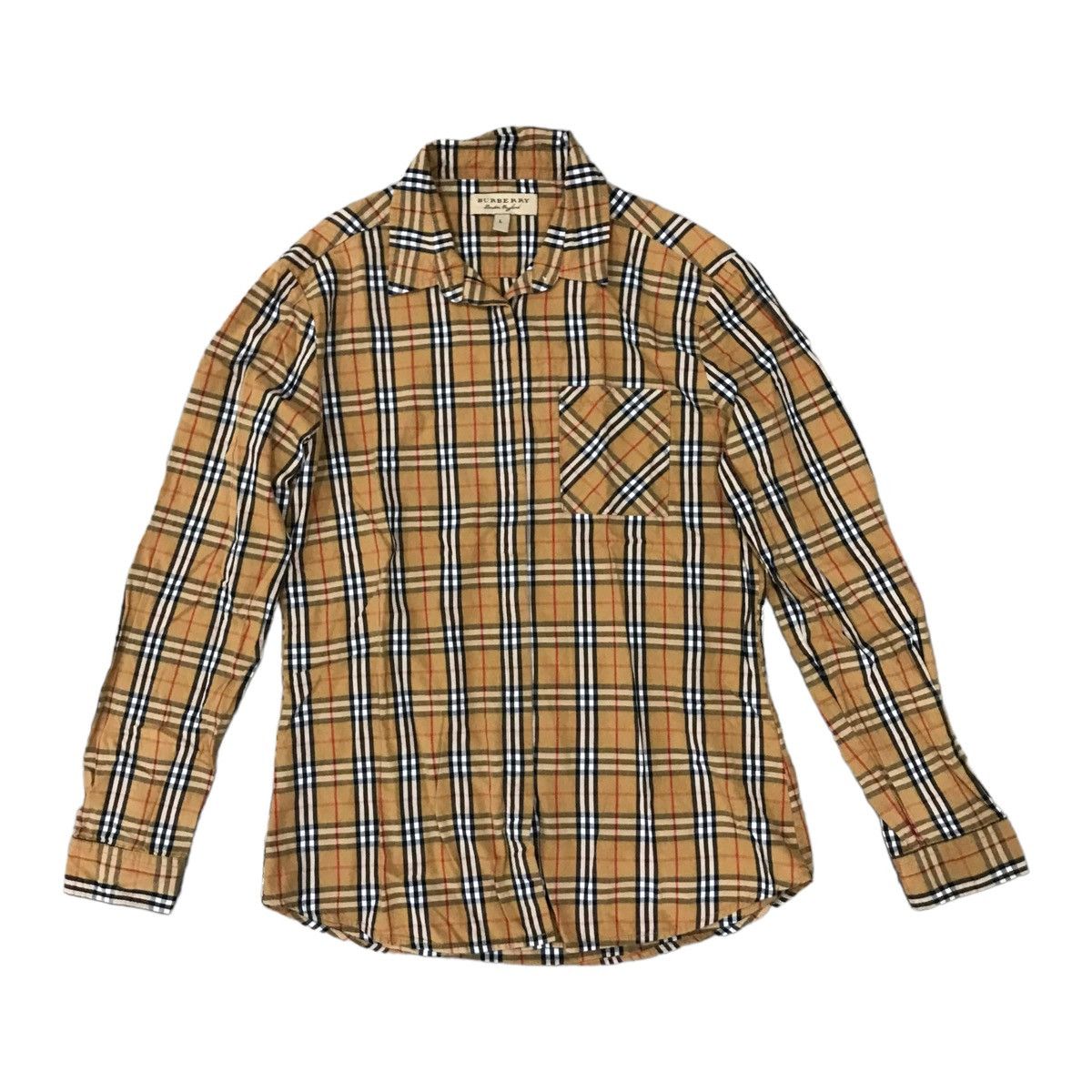 image of Burberry Nova Check Woman Long/sleeve Button-Up Shirt in Brown, Women's (Size Large)