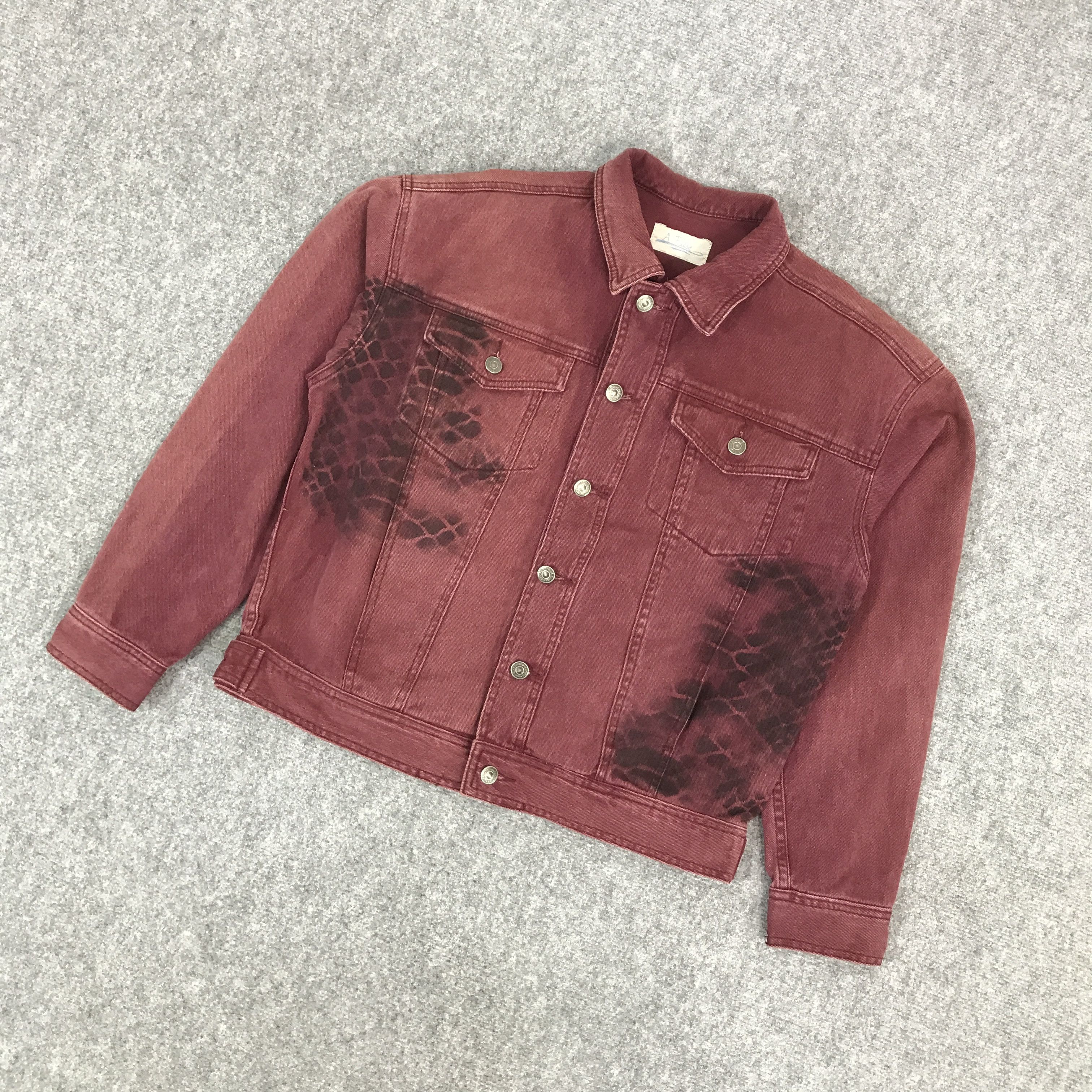 Japanese Brand JAPAN A.FLASH RED FADED BUTTON DENIM JACKET Size US M / EU 48-50 / 2 - 5 Thumbnail