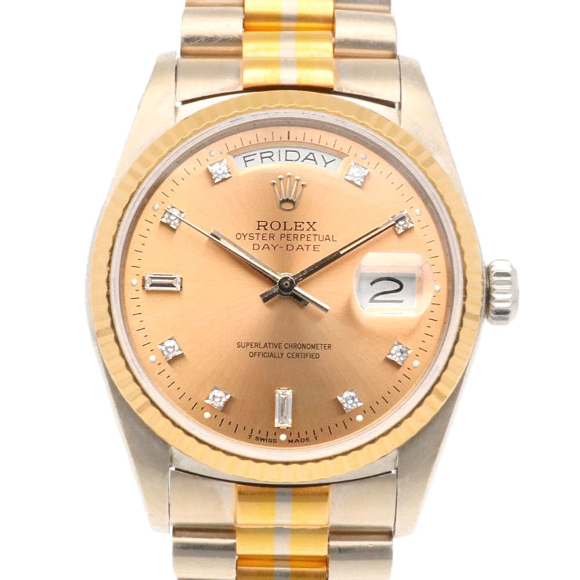 Rolex Rolex Day-Date Oyster Perpetual Watch 18K 18039B Automatic Men's ROLEX No. 90 1985 Toridoll 10P Diamond Overhauled Size ONE SIZE - 1 Thumbnail