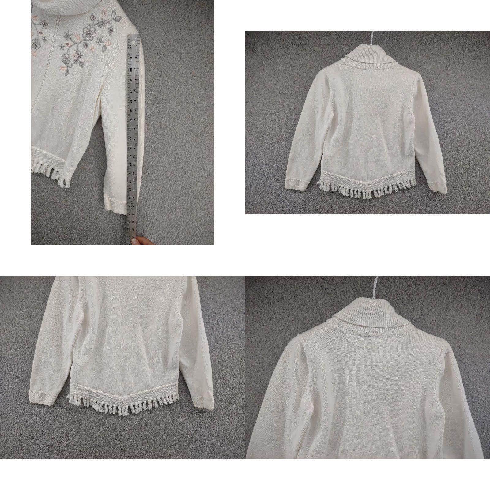 Vintage VINTAGE Alfred Dunner Petite Floral Women's Knit Sweater PS Ivory 90s Flower Embroidered Crew Neck All Seasons Pullover Knit Women Mens? Wait Size S / US 4 / IT 40 - 8 Thumbnail