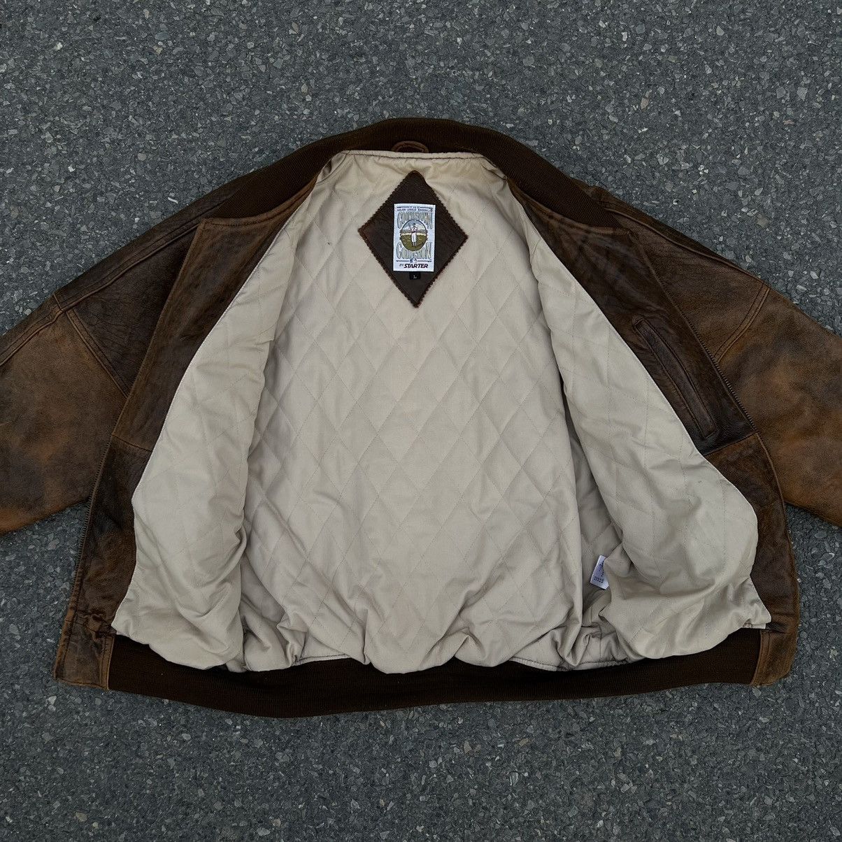 Genuine Leather × Starter × Vintage Vintage 90s Chicago White Sox by Starter Leather Jacket Size US L / EU 52-54 / 3 - 3 Thumbnail