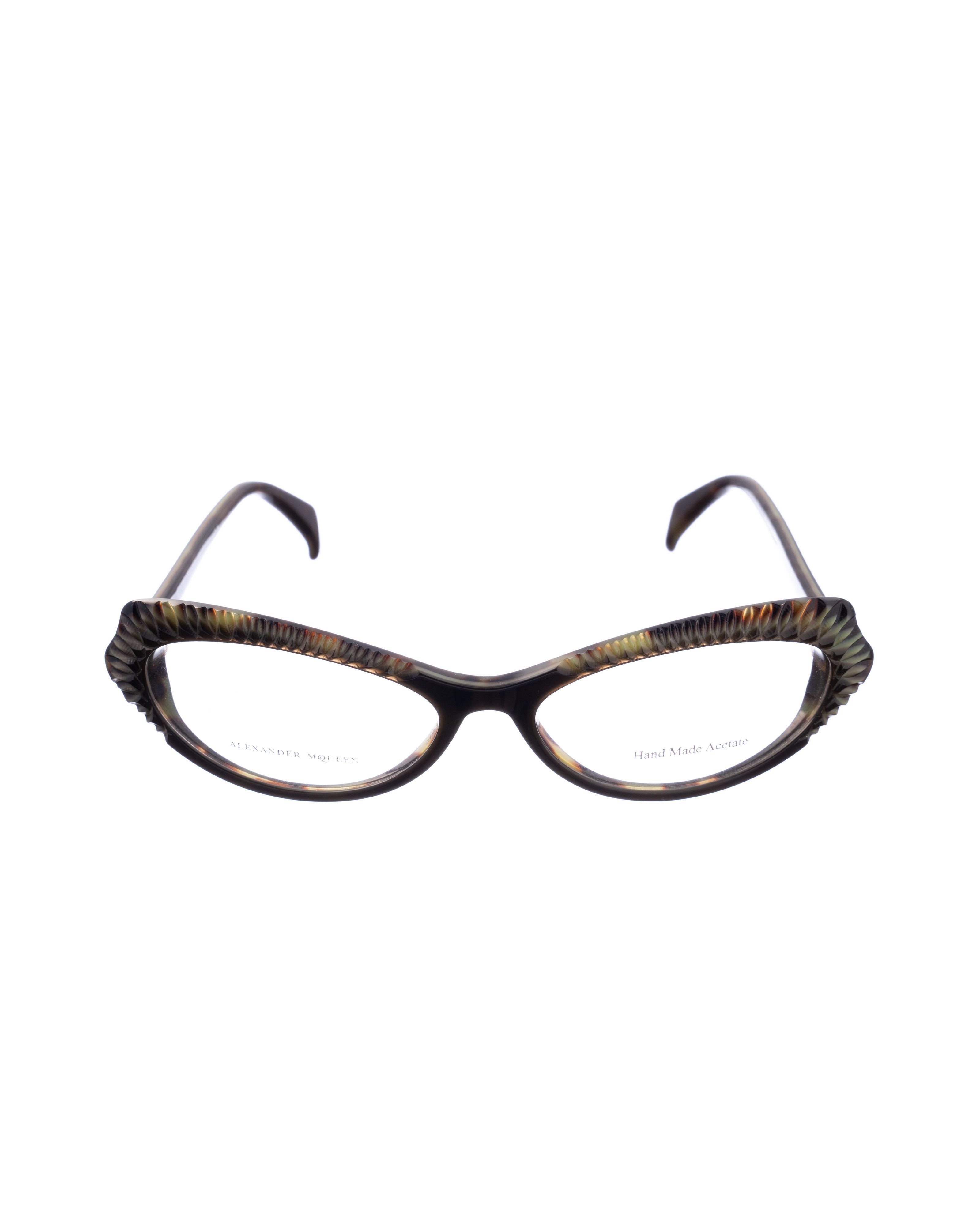 Alexander McQueen 90s Havana 3D Cat-Eye Glasses