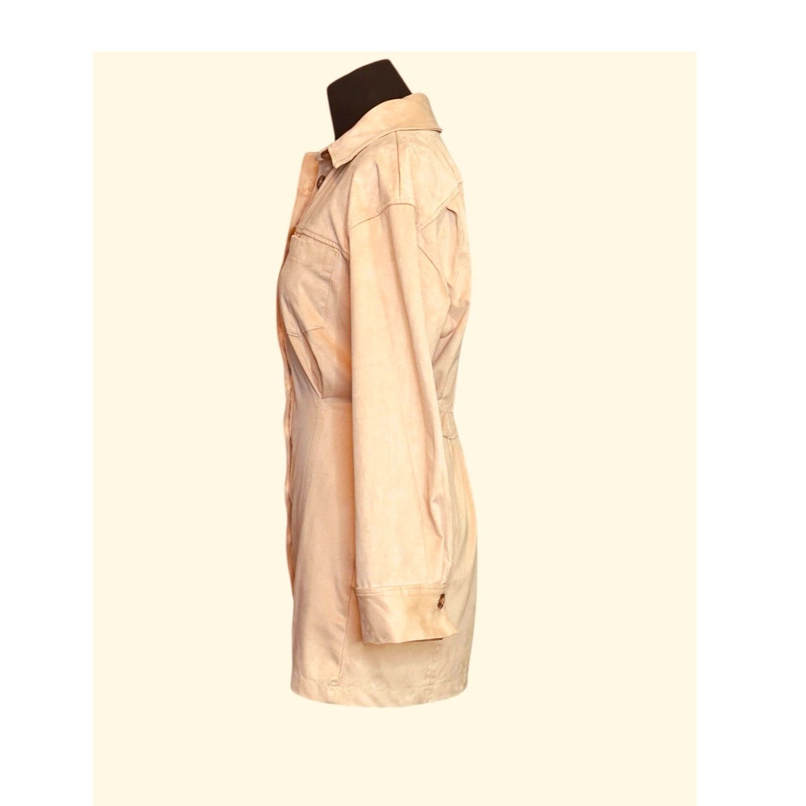 Zara Zara cream suede long sleeves shirt mini dress size Small Size S / US 4 / IT 40 - 6 Thumbnail