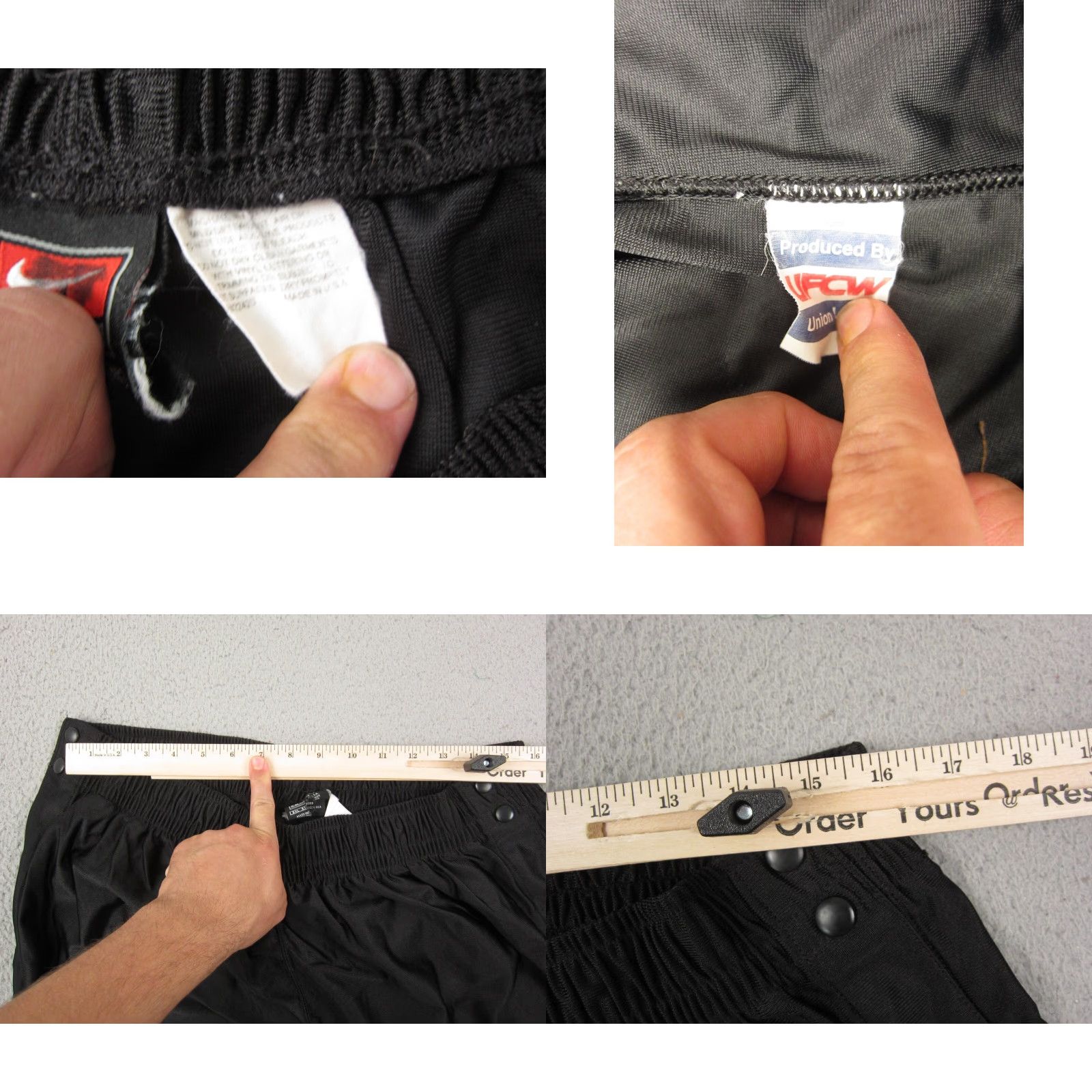 Nike VINTAGE Nike Pants Mens 3XL Black Snap Button 90s Warmup Made in USA Team Size US 39 - 8 Thumbnail