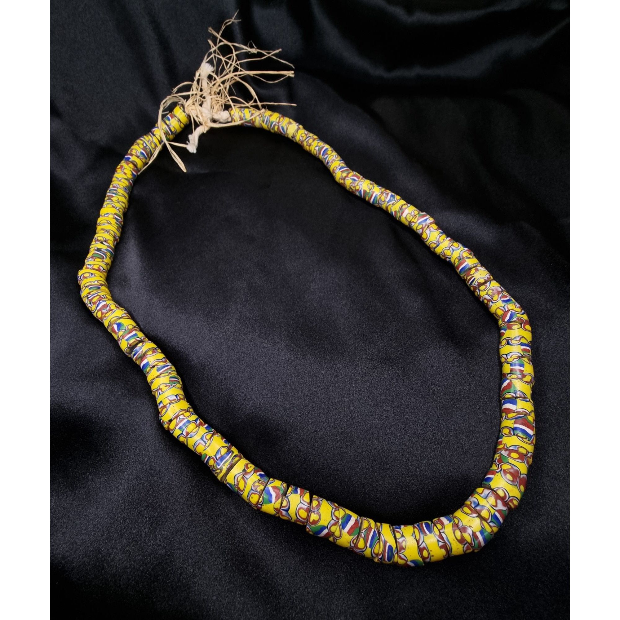 Vintage Vintage Long African Trade Bead Necklace Yellow Glass Multic Size ONE SIZE - 4 Thumbnail