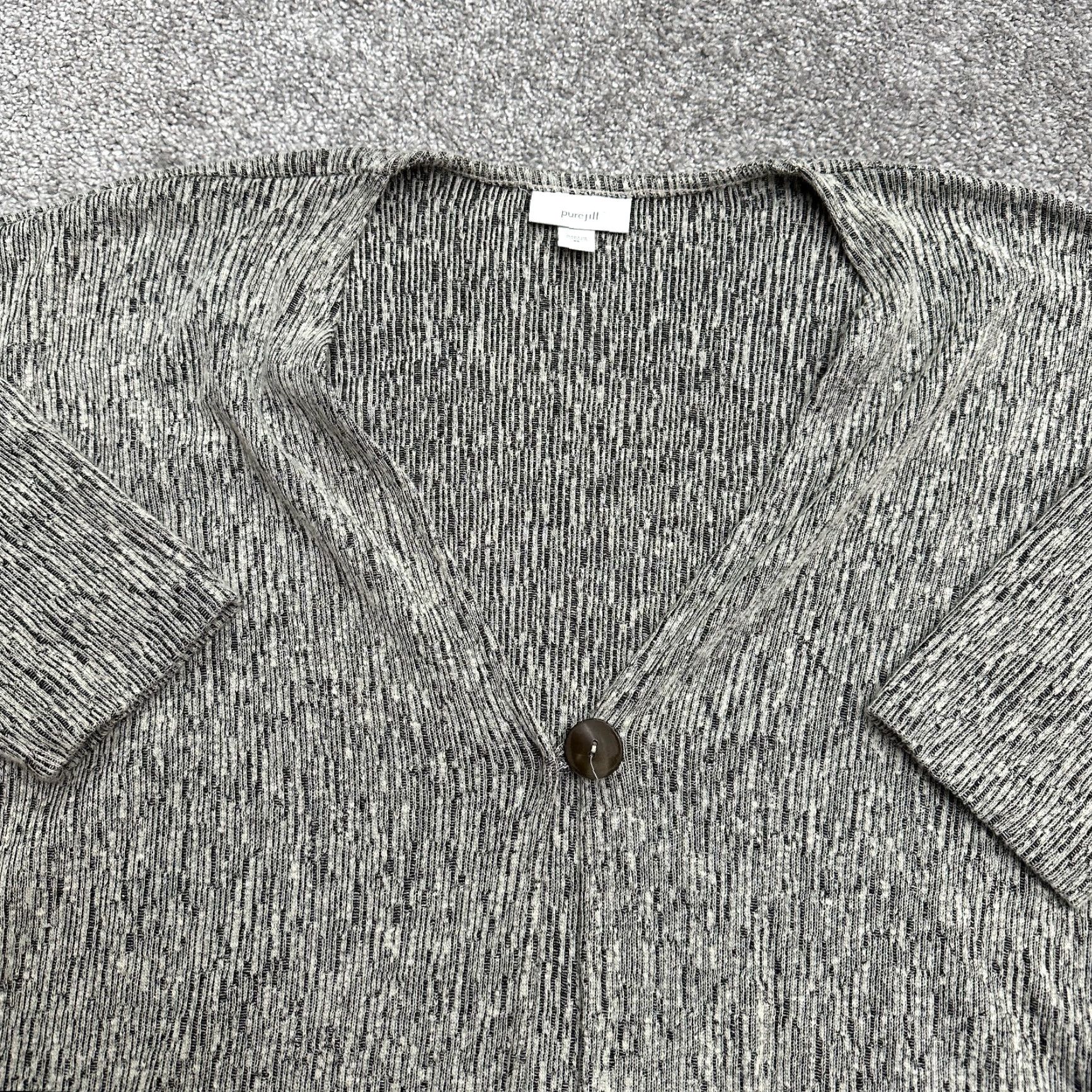 Vintage PureJill Linen Blend Top Women XS Gray Short Sleeve Pocket Soft Stretch Size XS / US 0-2 / IT 36-38 - 3 Thumbnail