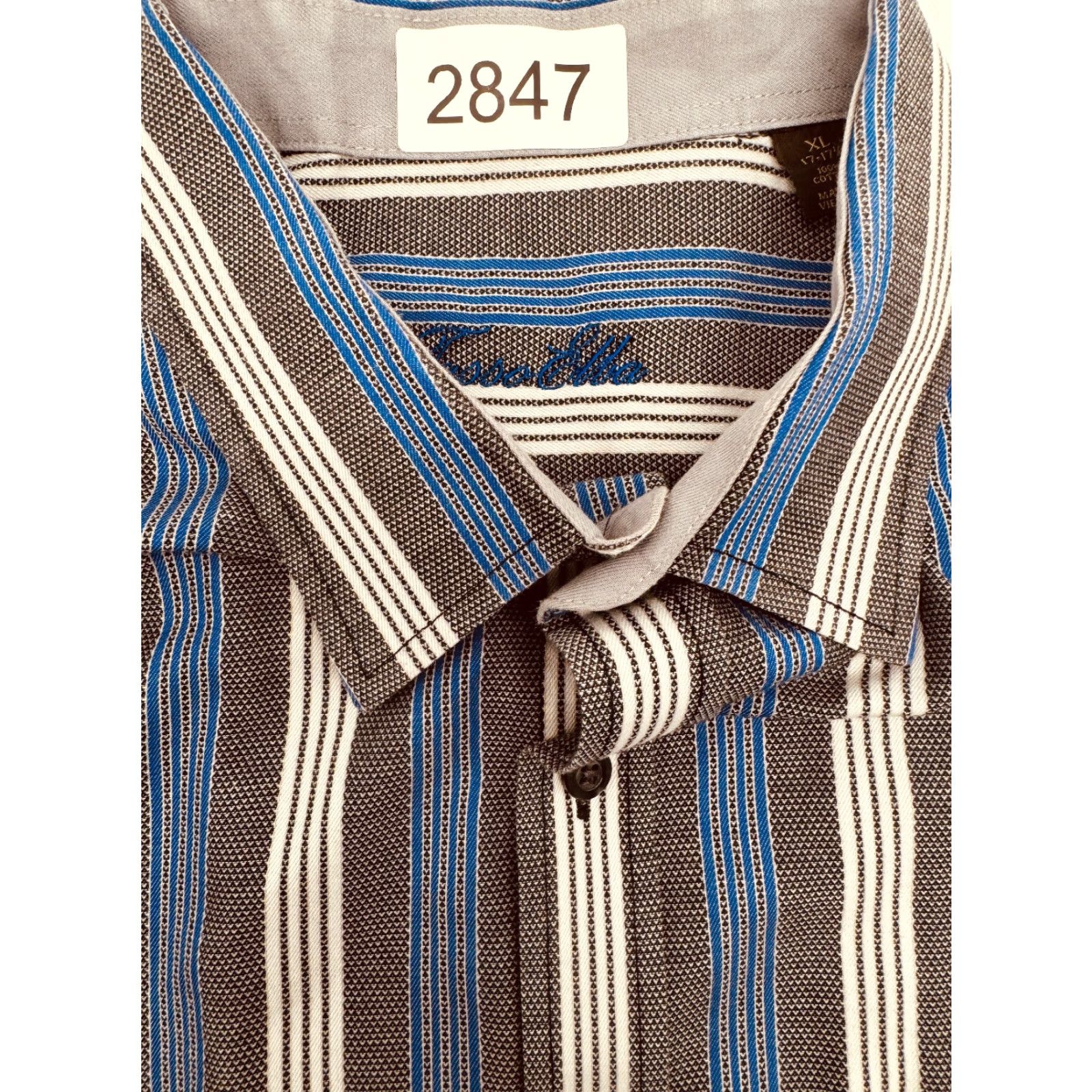 Tasso Elba Tasso Elba Shirt Mens XL Long Sleeve Button-Up Cotton Striped 100% Cotton Multicolor Modern Classic Size US XL / EU 56 / 4 - 2 Thumbnail