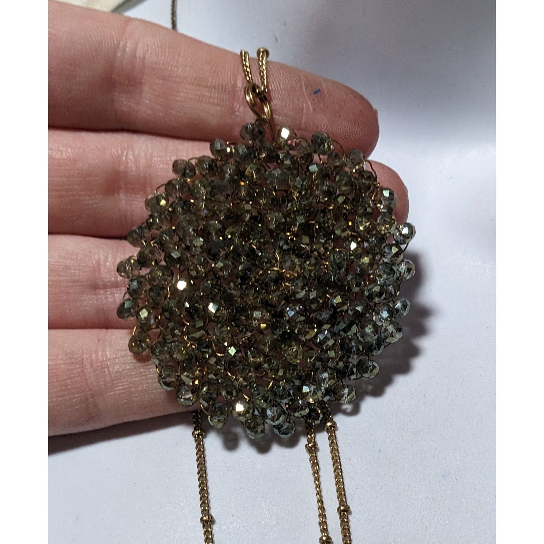 Other Handmade Wire Beaded Sparkly Glass Pendant Necklace Size ONE SIZE - 9 Thumbnail