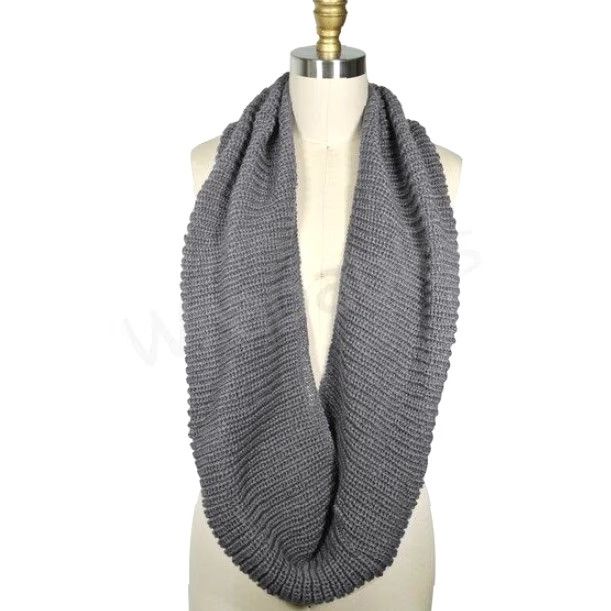 Vintage Wrapables Infinity Scarf Gray Winter Knit Acrylic Women 46" Circumference 10.5"W Size ONE SIZE - 3 Thumbnail