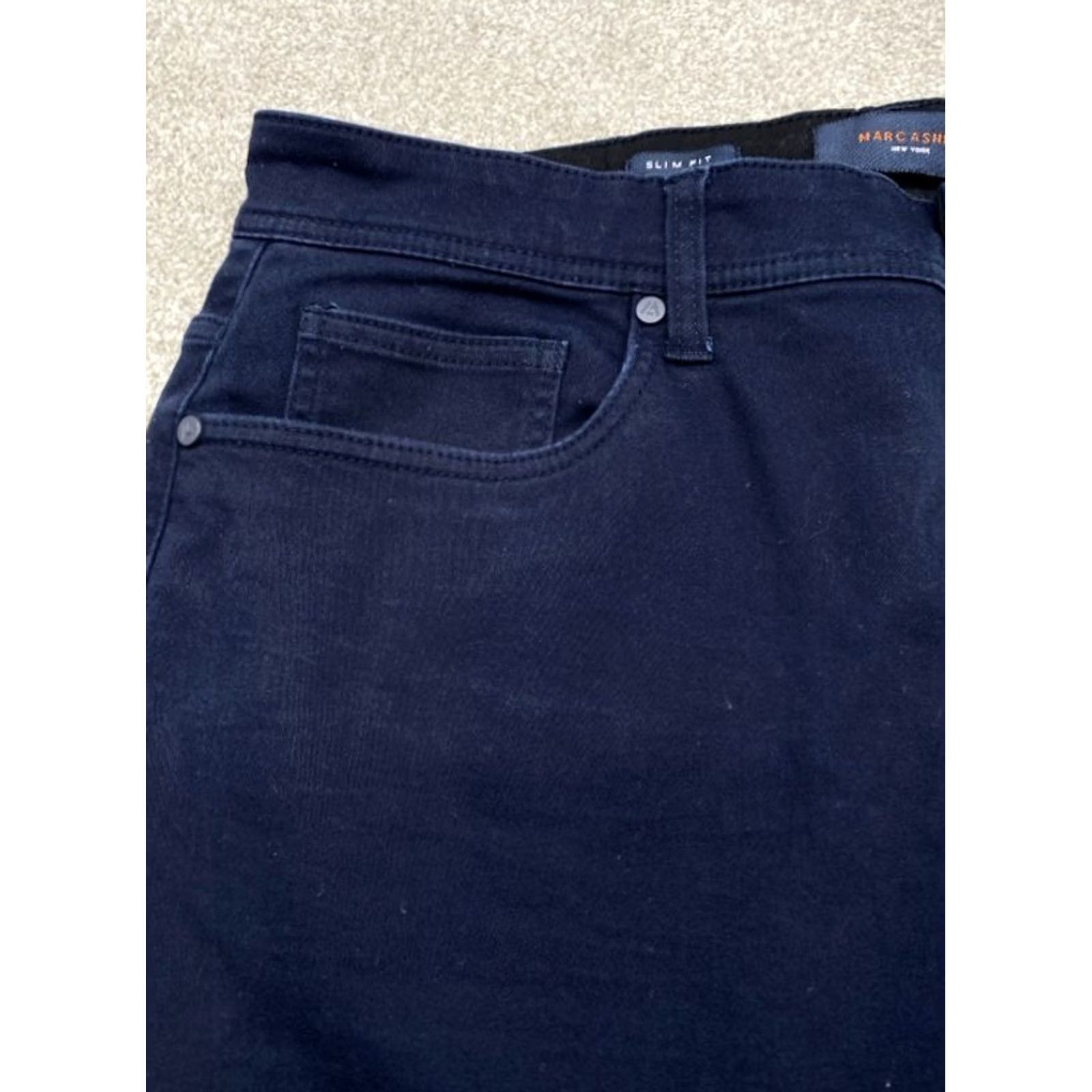Marcs Marc Asher Men's Pants Slim Flat Front 36x30 Navy Blue Stretch Chino 5-Pocket 4658 Size US 36 / EU 52 - 4 Thumbnail