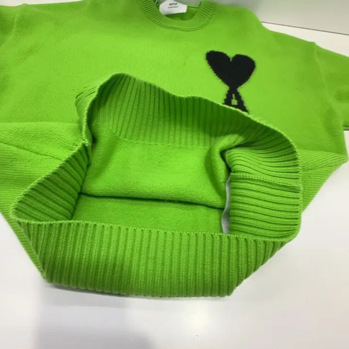 Other Ami Paris Love Logo Green Wool Sweater -2507 Size US S / EU 44-46 / 1 - 8 Thumbnail