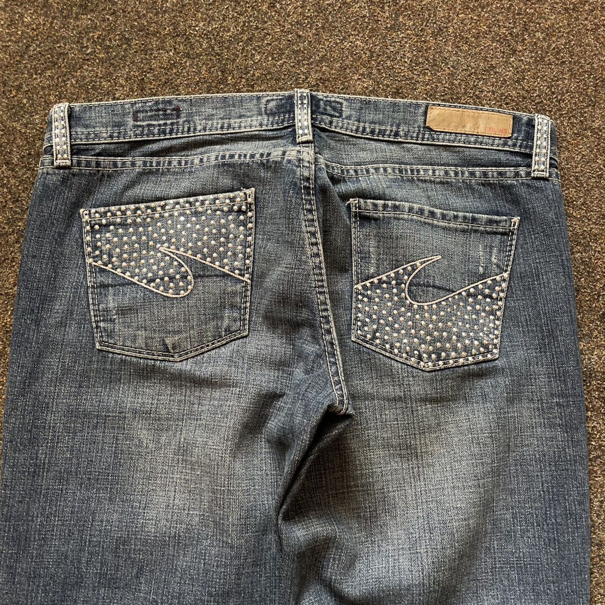 Vintage Vintage 90s Y2K Baggy Flared Jeans Distressed Skate Logo 33 Size 33" - 3 Thumbnail