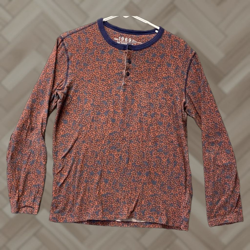 Gap GAP Men's Henley Shirt Long Sleeve S 104-46 Four Leaf Clover 100% Cotton Knit Lightweight Regular Fit" Size US S / EU 44-46 / 1 - 1 Thumbnail