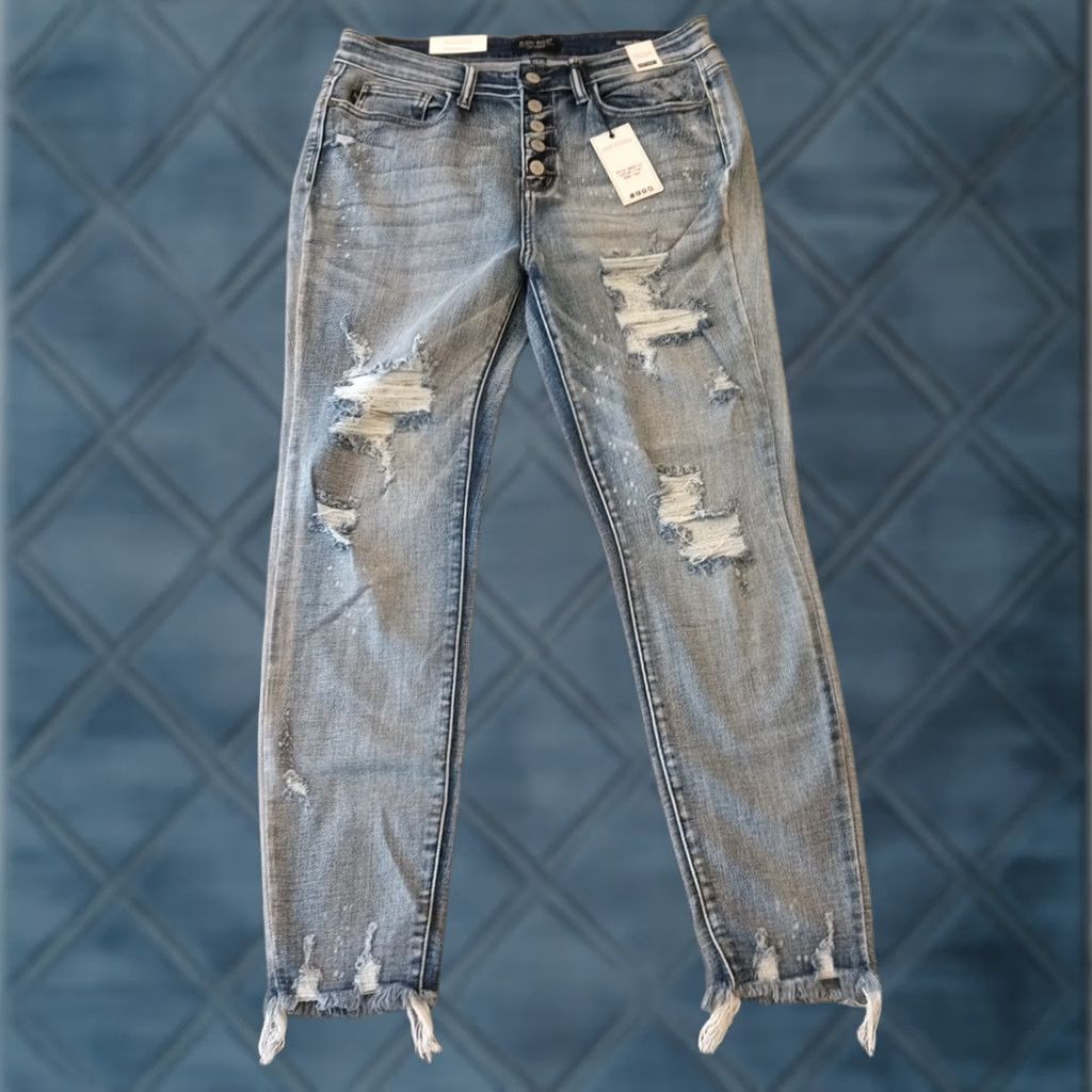Vintage Judy Blue Jeans Womens 13 Size Skinny Distressed 31x27 Button High Rise New Size 34" / US 12 / IT 48 - 1 Thumbnail