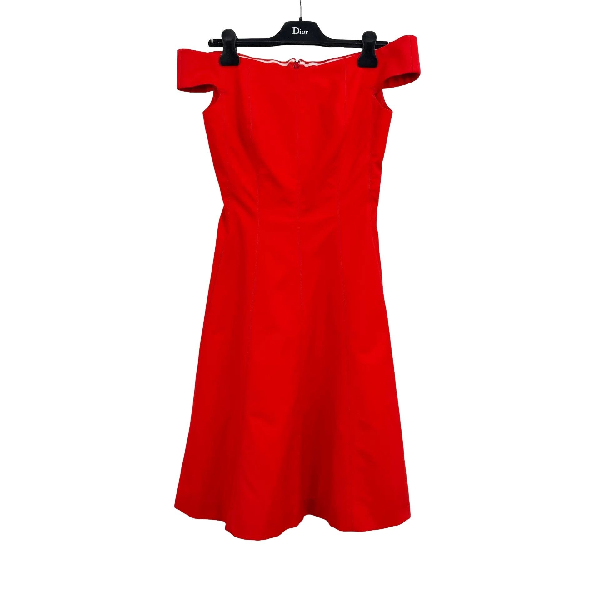 Dior Dior Red Off-Shoulder Midi Dress Size 36 Size XS / US 0-2 / IT 36-38 - 1 Thumbnail