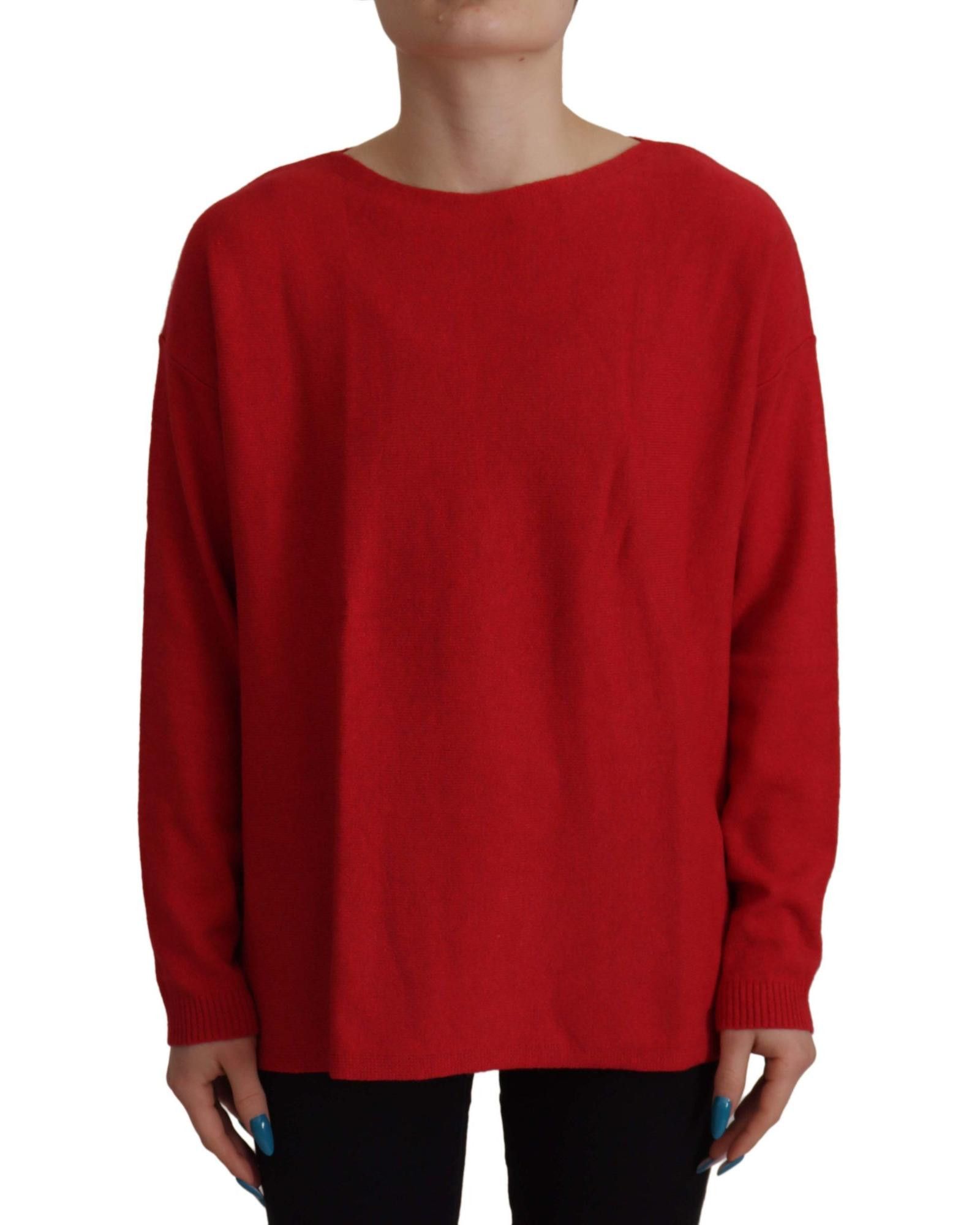 image of Dolce Gabbana Wool Knit Round Neck Pullover Sweater in Red, Women's (Size XS)