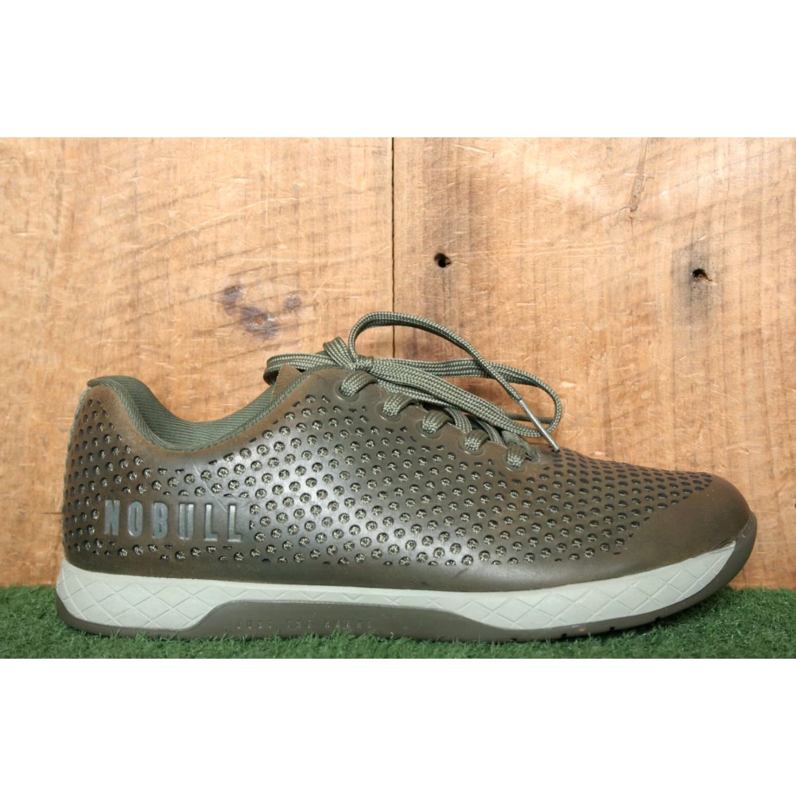 Vintage NOBULL Athletic Sneaker | Leather Upper | Perforated Olive Green | Unisex Adults | Men's 7.5 / Women's 9 | Green | Sneaker Size US 7 / IT 37 - 2 Thumbnail