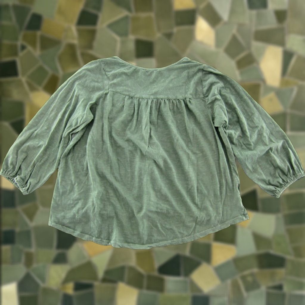 Lucky Brand Lucky Brand Blouse Shirt Womens M Green 100% Cotton Jersey Long Sleeve V-Neck Button Down Tunic Casual/Business/Formal .. Size M / US 6-8 / IT 42-44 - 1 Thumbnail