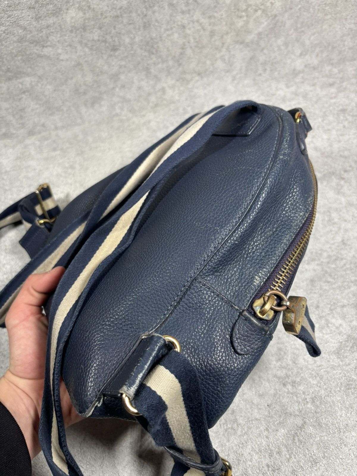 Lauren Ralph Lauren Lauren Ralph Lauren Pebbled Leather Navy Backpack Nautical Size ONE SIZE - 6 Thumbnail