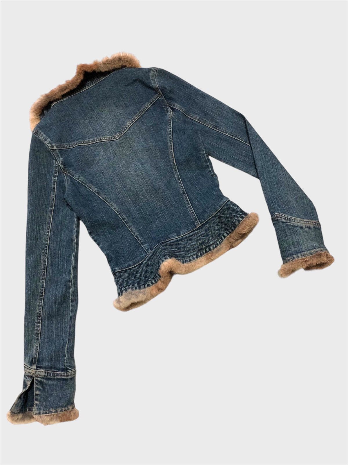 Vintage Encourager Japanese Brand Foxy Denim Jacket n Fur Rabbit Size S / US 4 / IT 40 - 2 Thumbnail