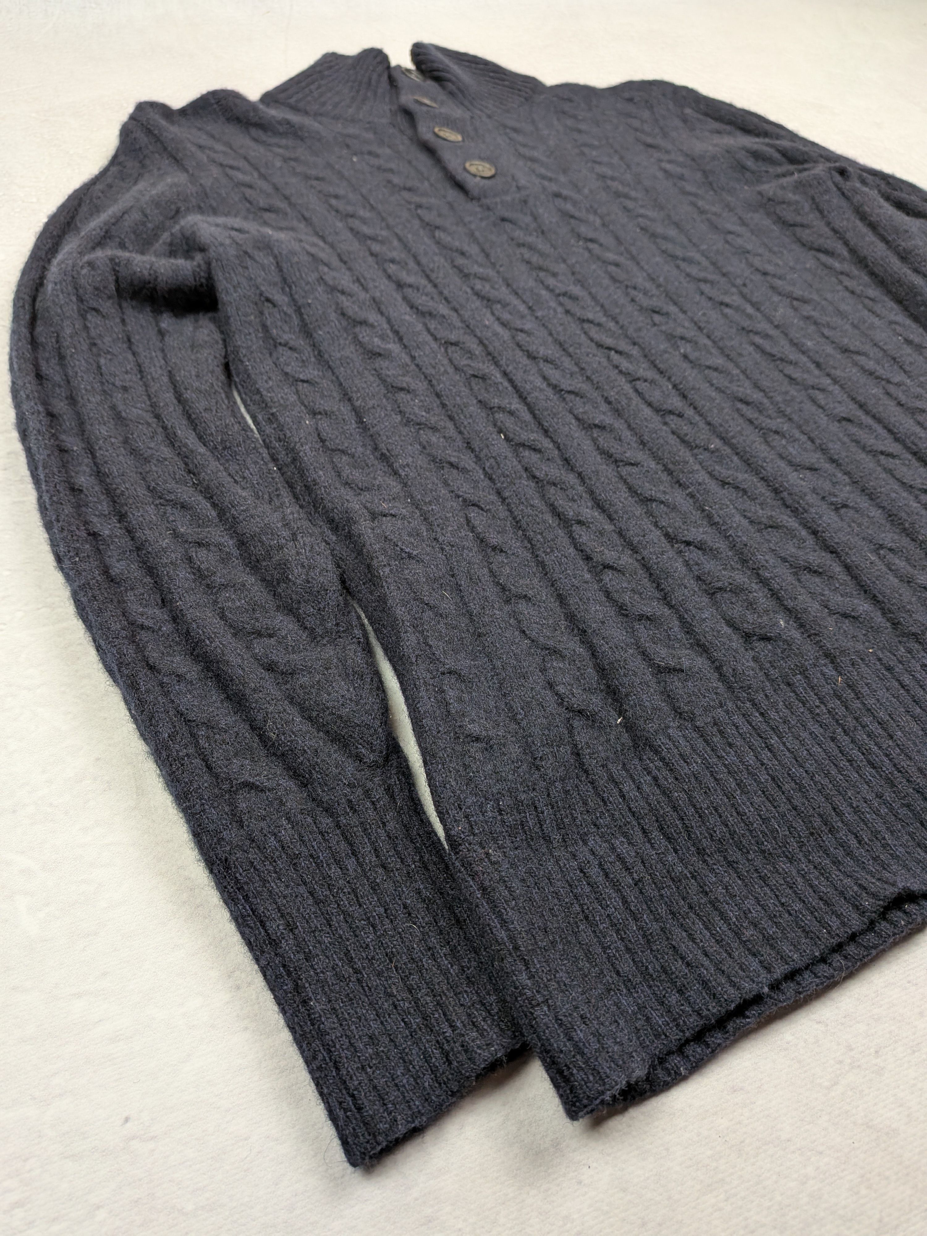Superdry Superdry Navy Lambswool Chunky-Knit Sweater M L Waffle Knit Size US L / EU 52-54 / 3 - 4 Thumbnail