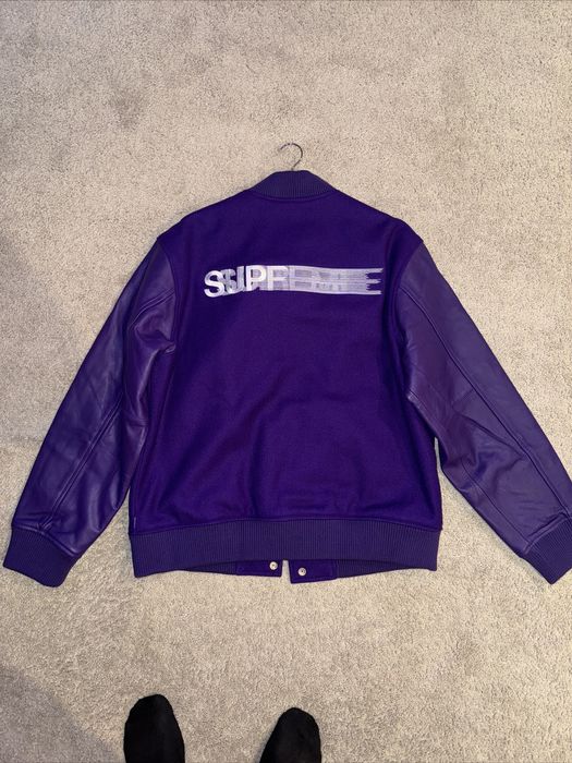 Supreme motion logo varsity cheap jacket purple