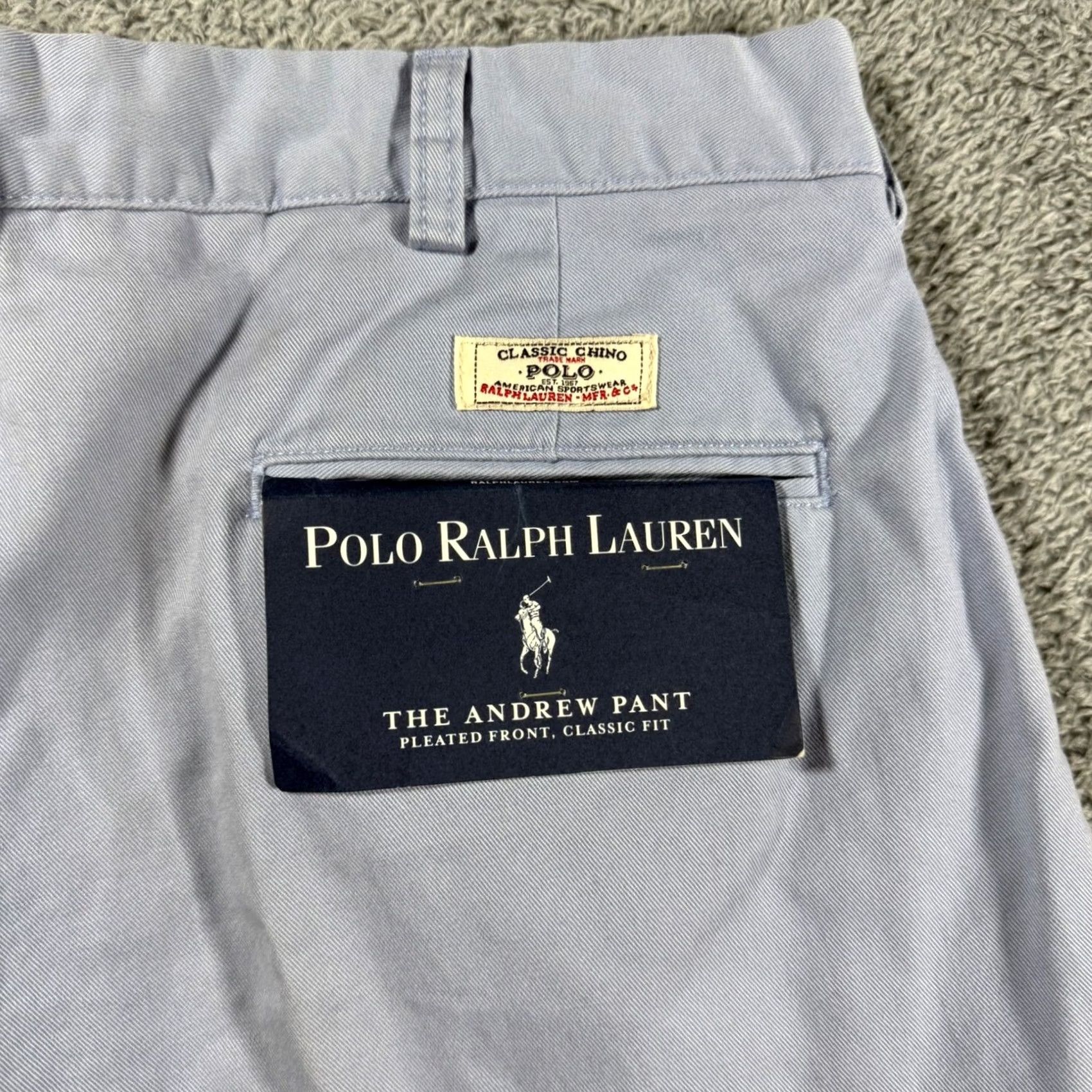 Polo Ralph Lauren Polo Ralph Lauren The Andrew Pant Pant Mens 35x32 Blue Chino Classic Pleated 35 Regular NWT Flaw Size US S / EU 44-46 / 1 - 5 Thumbnail