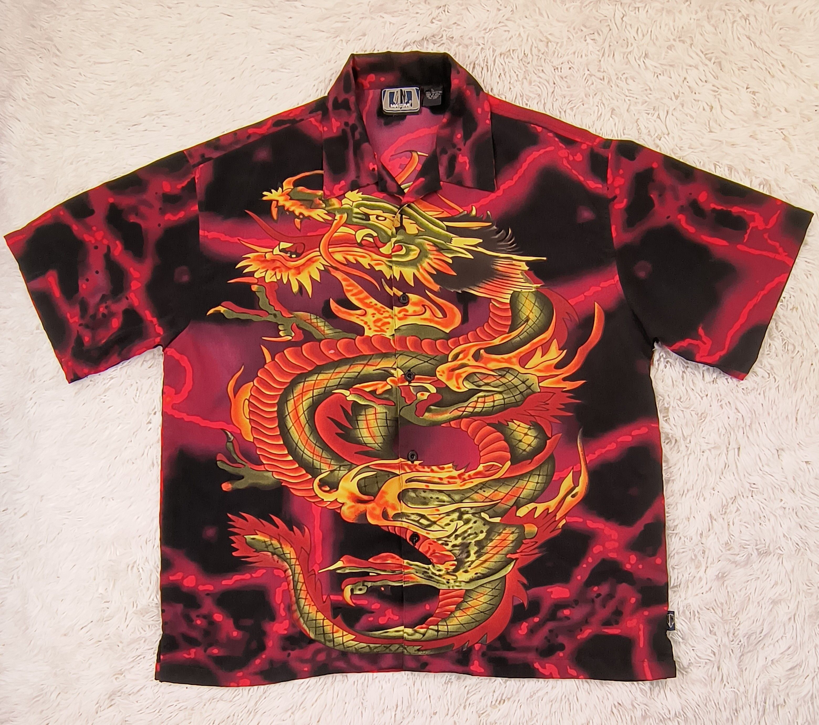 Massive Vintage Chinese dragon 90s button up shirt Size US XL / EU 56 / 4 - 2 Thumbnail