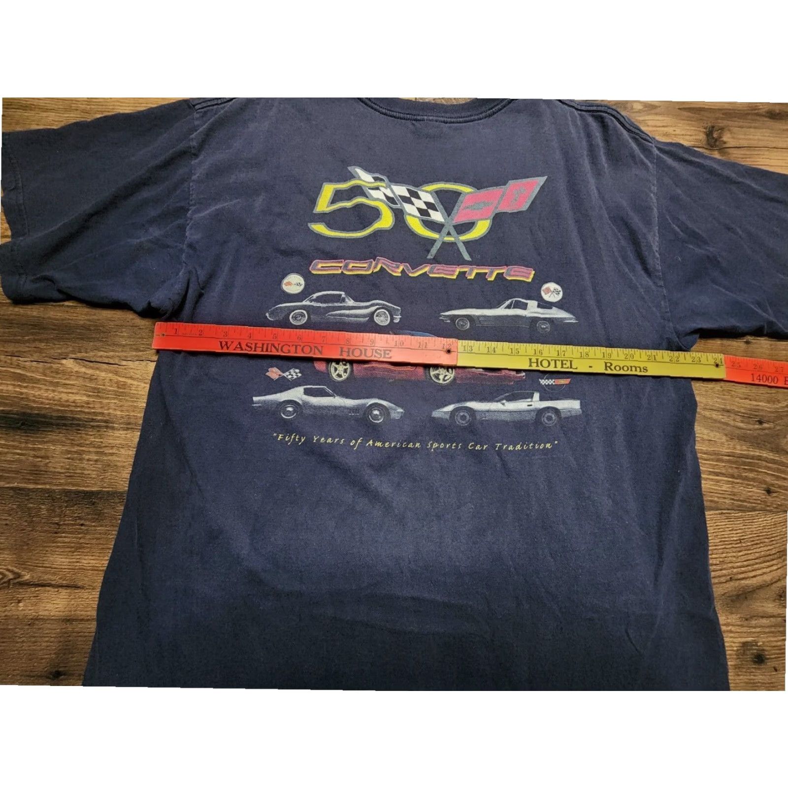 Gildan VINTAGE Corvette Celebrating 50 Years American Tradition Graphic T Shirt Mens XL Blue Size US XL / EU 56 / 4 - 2 Thumbnail