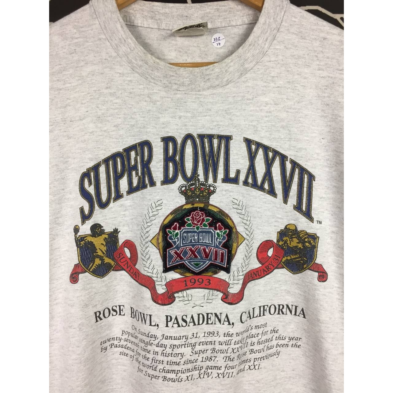 NFL × Nutmeg × Vintage Vtg 1993 Nutmeg Super Bowl XXVII NFL Single Stitch Tee Size US L / EU 52-54 / 3 - 3 Thumbnail