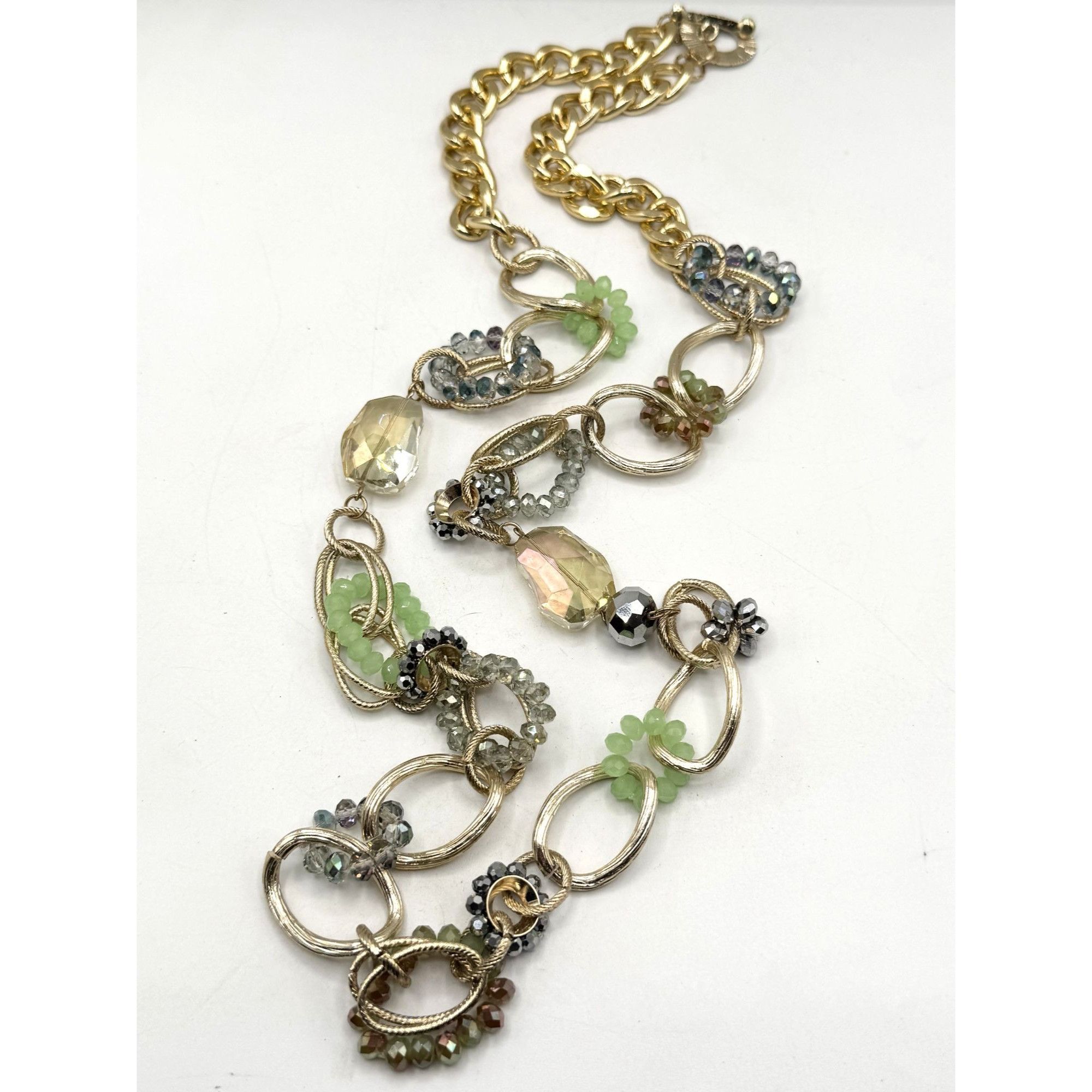 Vintage Beaded crystal chain beaded long necklace Size ONE SIZE - 4 Thumbnail