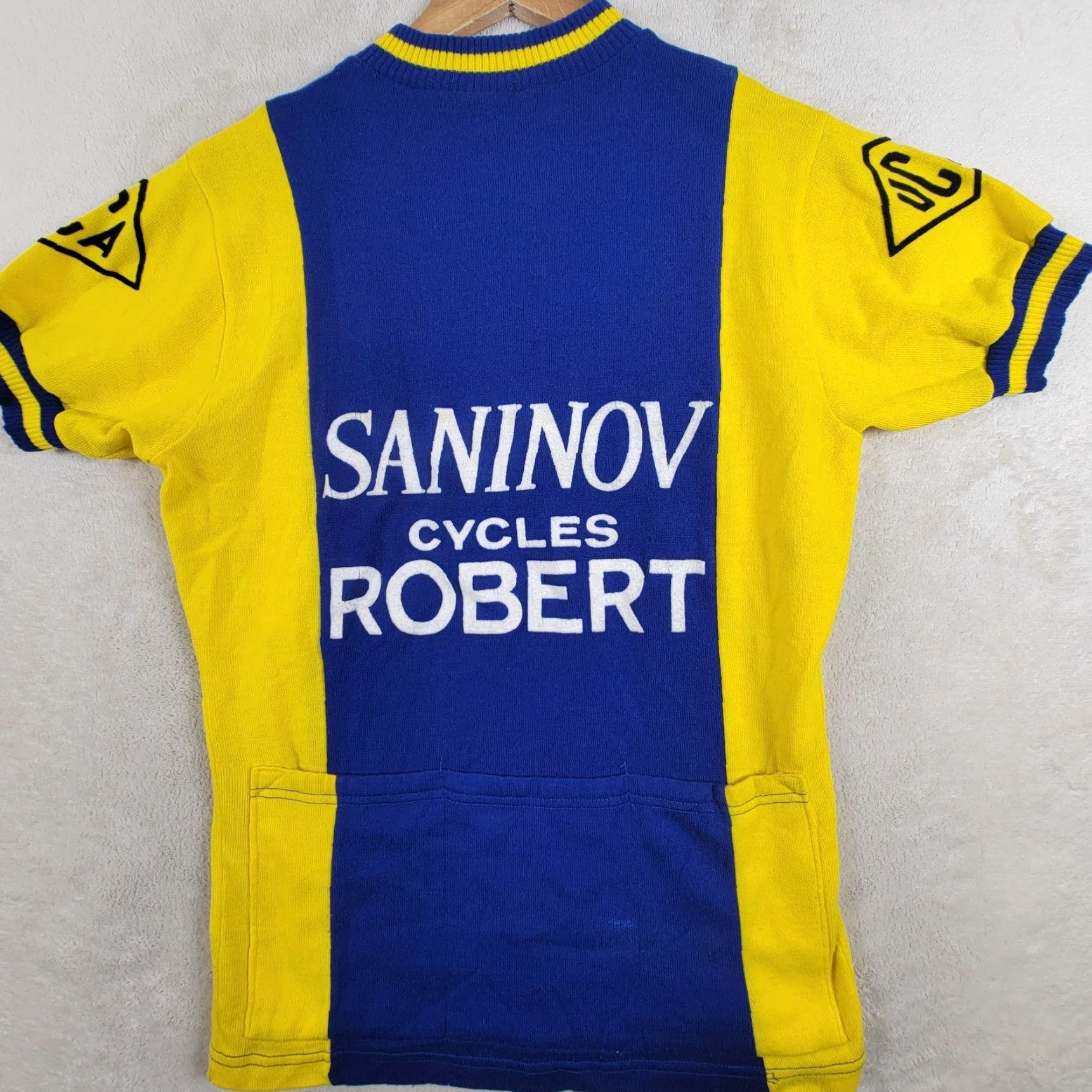 Vintage VINTAGE Crylor Saninov Cycles Robert Blue Yellow Bicycle Shirt Mens 22 Short Sleeve Acrylic 70s Theme Size US XXL / EU 58 / 5 - 3 Thumbnail