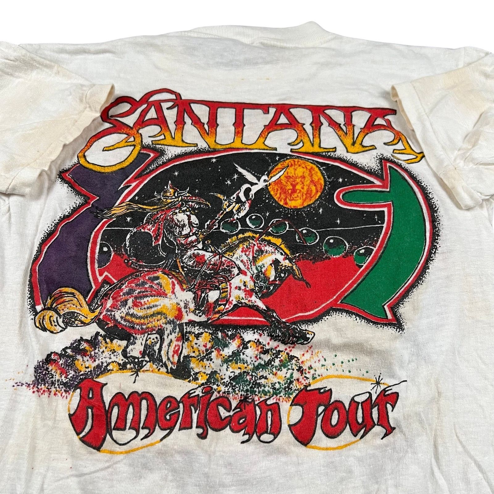 Vintage 80s Carlos Santana concert tour music t shirt Tops