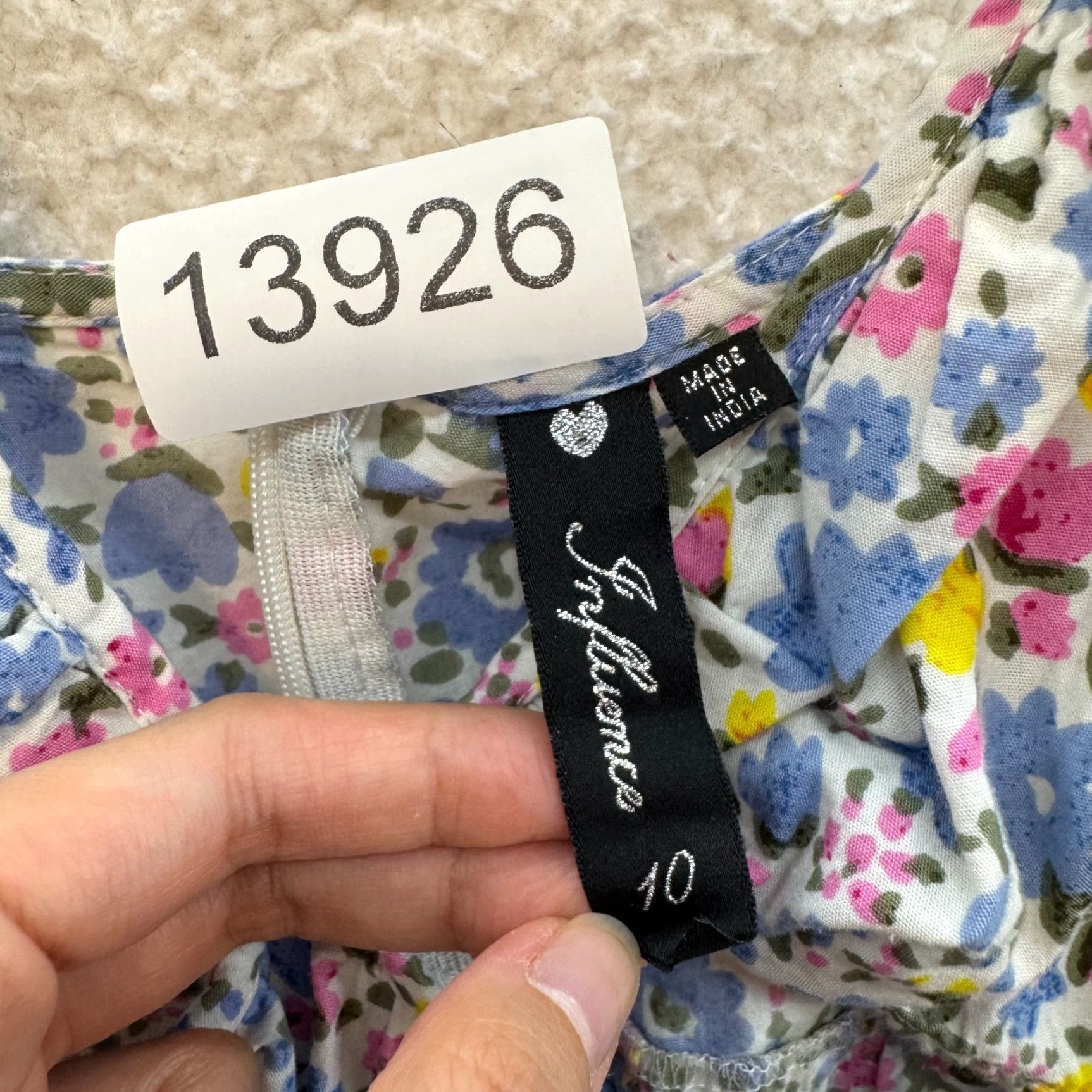 Vintage Influence Maxi Dress Women's Sleeveless V-Neck 10 Blue Floral Ditsy Cottagecore Garden Party Midi Long Size L / US 10 / IT 46 - 8 Thumbnail