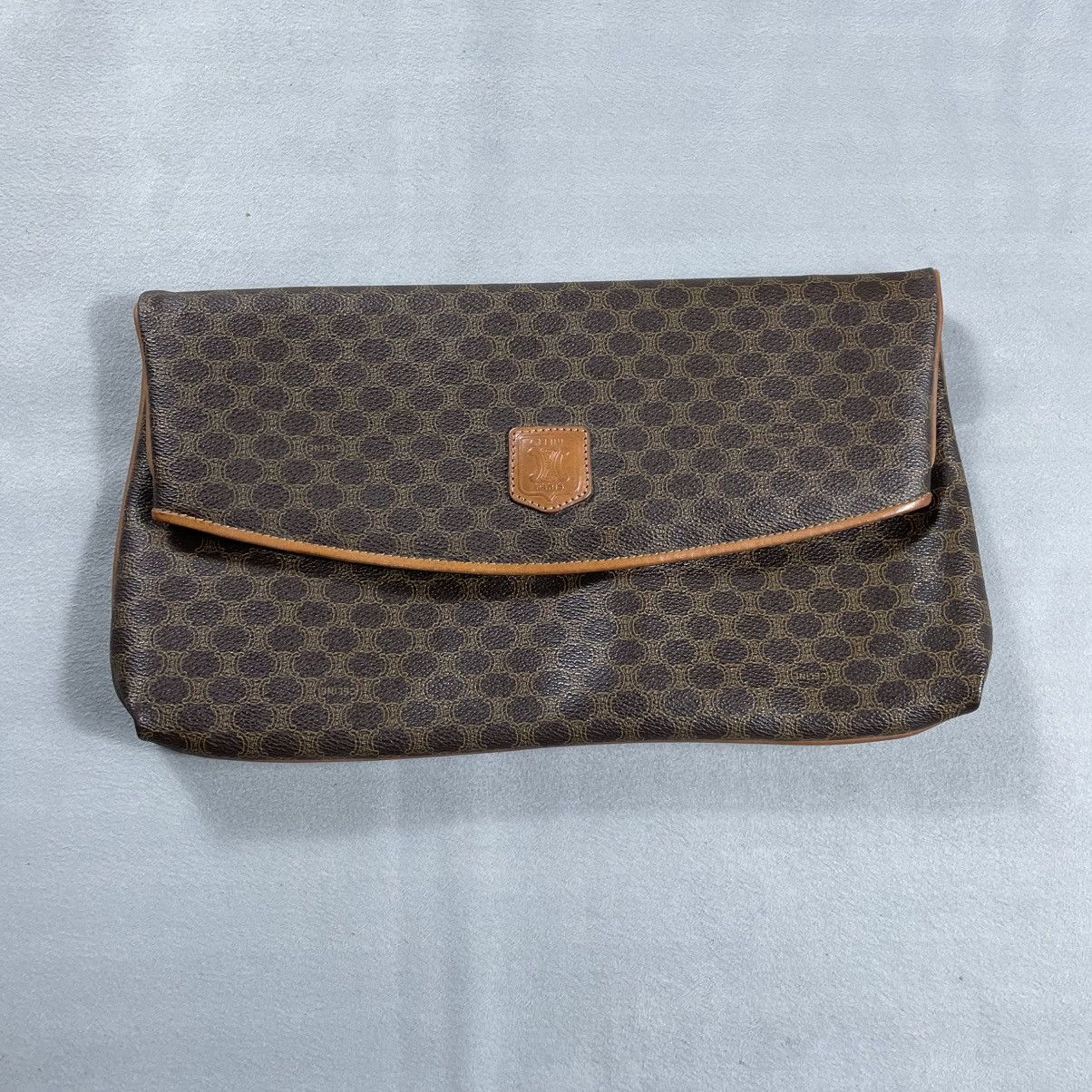 Celine Céline CELINE Macadam Canvas Clutch Bag PVC Leather Brown Size ONE SIZE - 3 Thumbnail