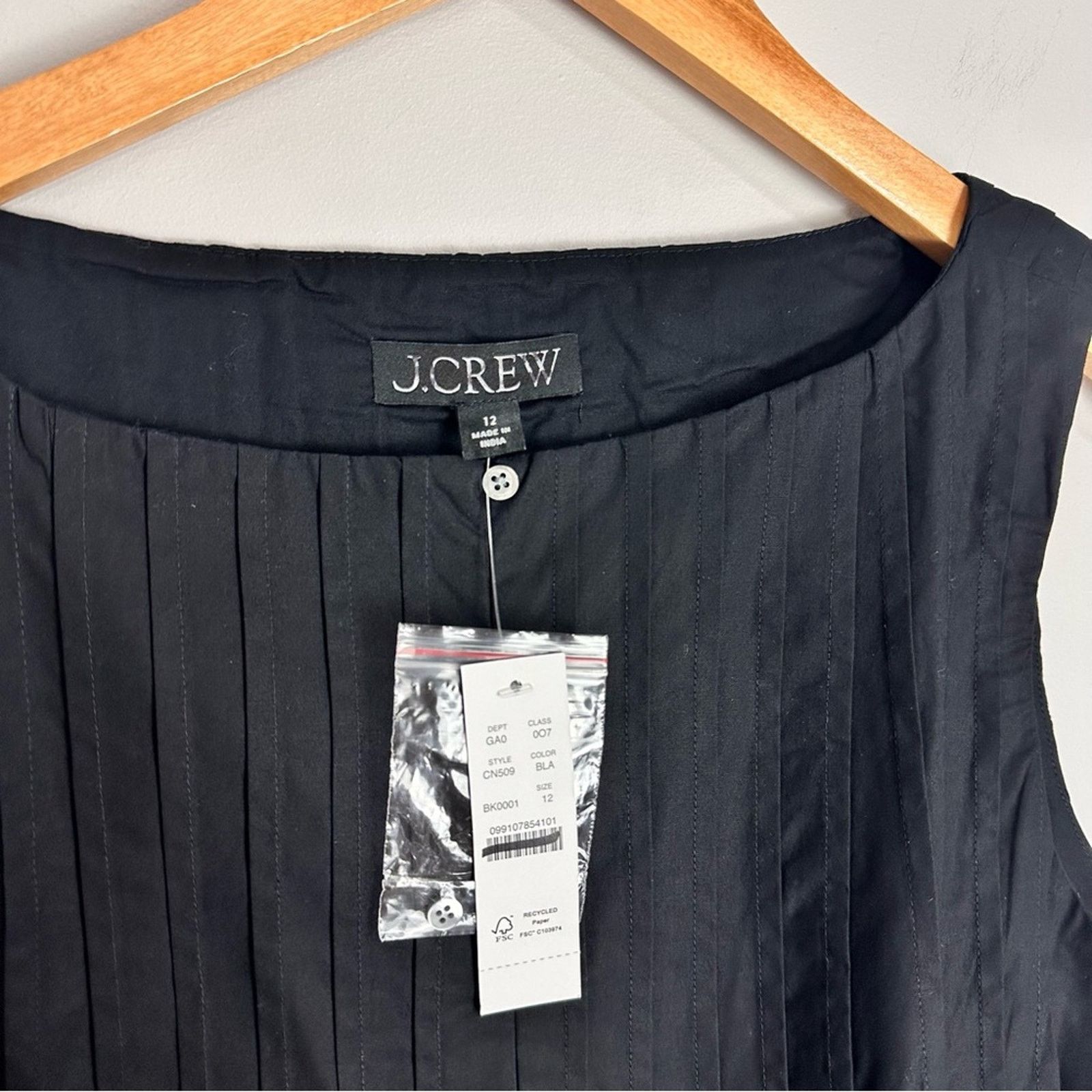 J.Crew J.CREW Pintuck Blouse Premium Cotton Poplin Black 12 NWT Size XL / US 12-14 / IT 48-50 - 2 Thumbnail
