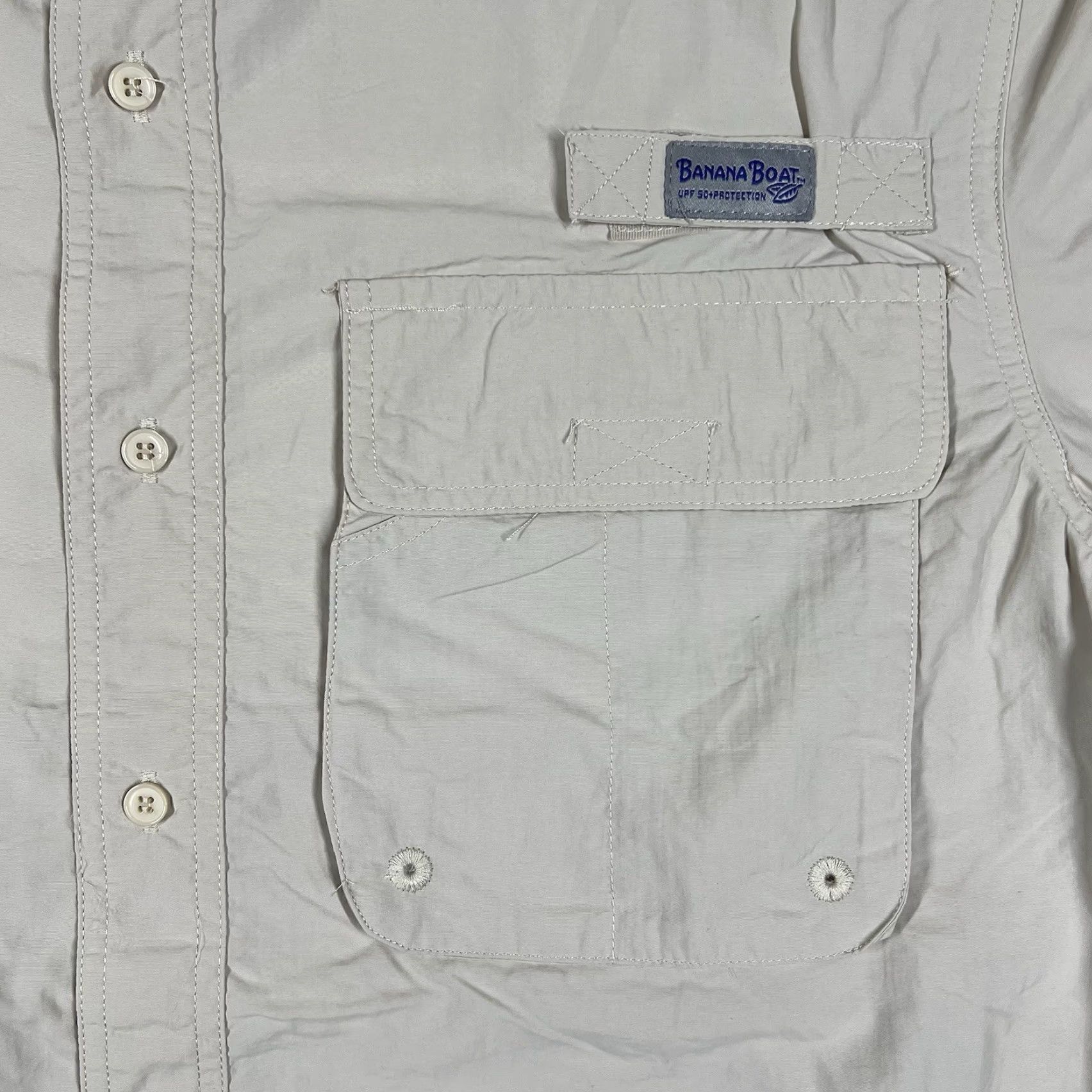 Vintage Banana Boat Shirt Men Medium Beige UPF 50+ Long Sleeve Button Up Solid BVI Theme Size US M / EU 48-50 / 2 - 6 Thumbnail