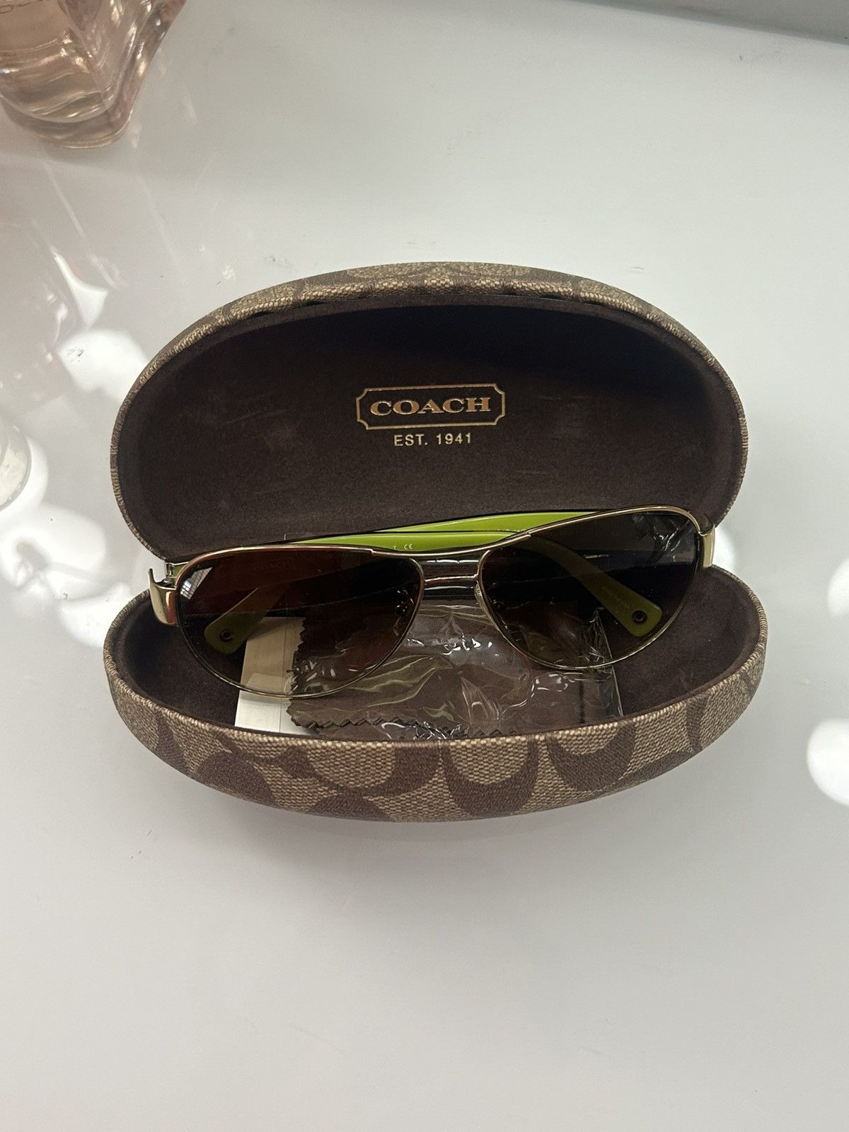 Coach Coach Green Tortoiseshell Print Sunglasses Size ONE SIZE - 2 Thumbnail