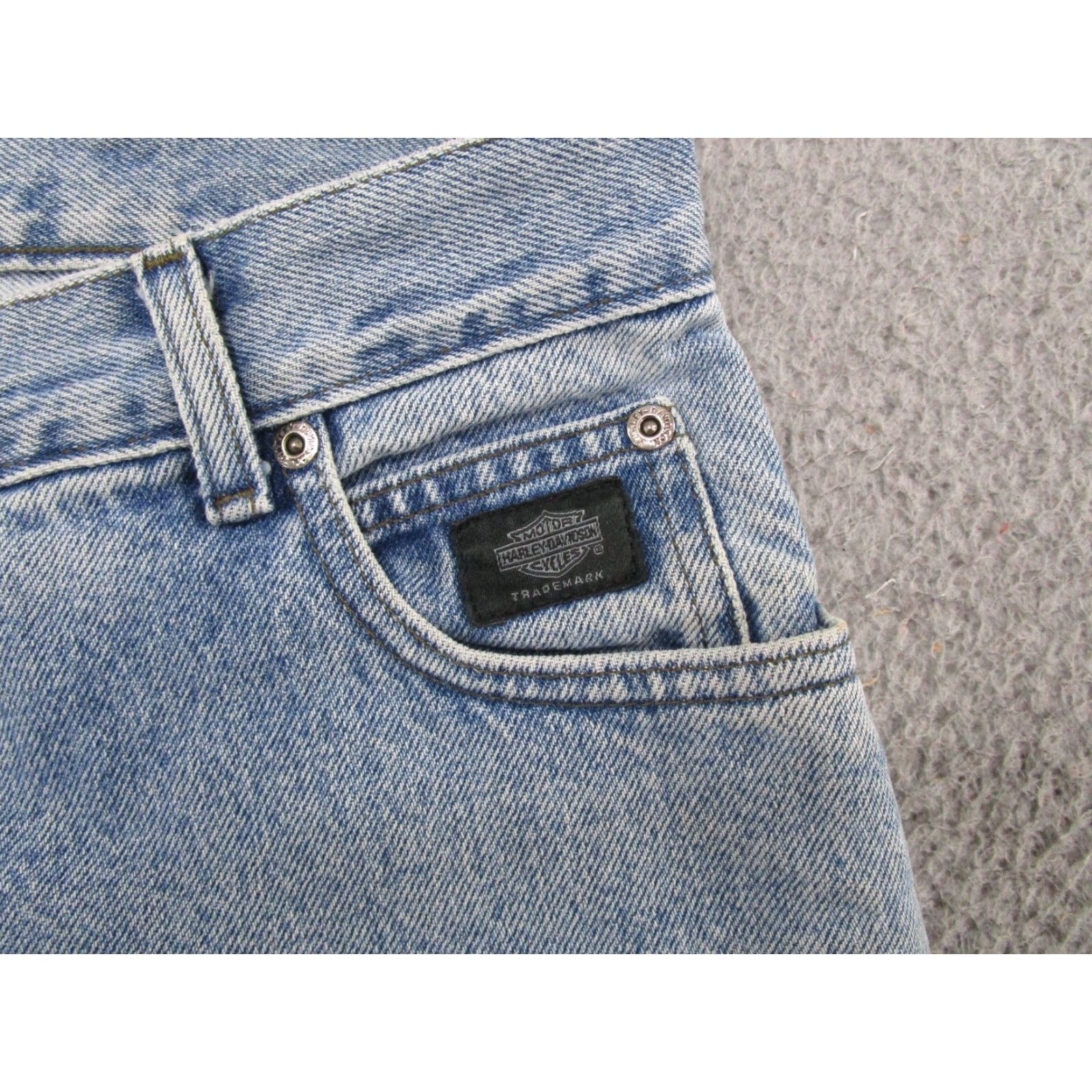 Harley Davidson VTG Harley-Davidson Jeans Womens Size 14L Blue Denim Straight Leg Biker Motorcycle Logo 90s Womens Size 36" / US 14 / IT 50 - 5 Thumbnail