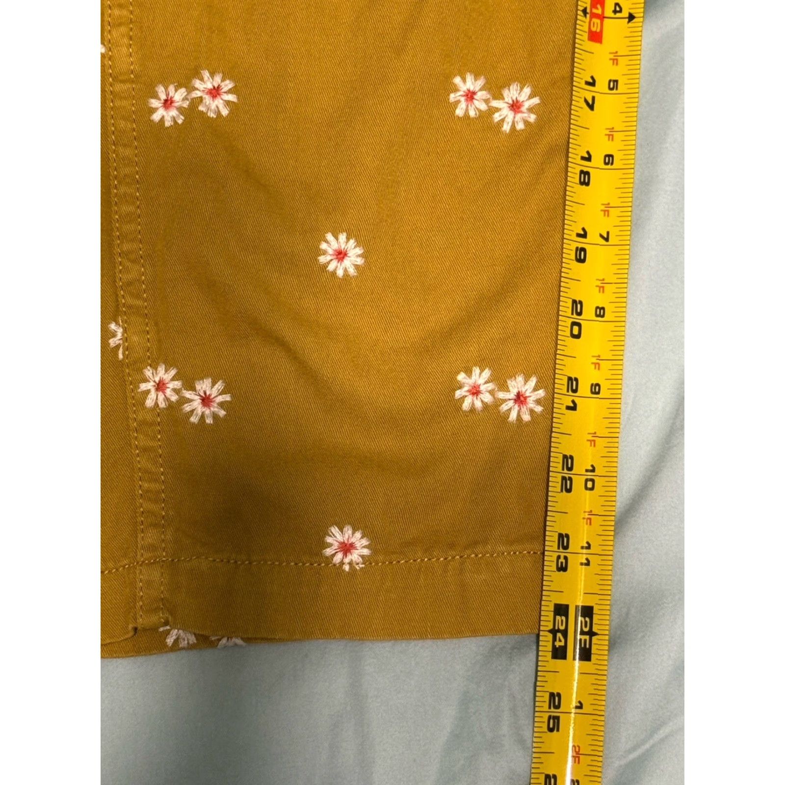 Madewell Madewell Pants Adult Medium Yellow Daisy Embroidered Print Pull-On Relaxed Straight Chino Womens Size 32" / US 10 / IT 46 - 3 Thumbnail